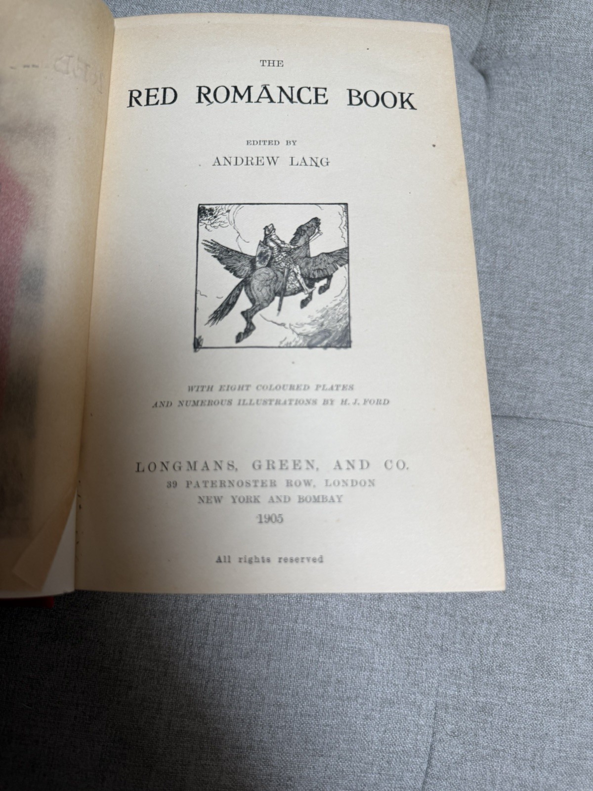 1905/09/11-Lot 3 Andrew Lang,The Red Book of Romance/Heroes/All Sorts of Stories