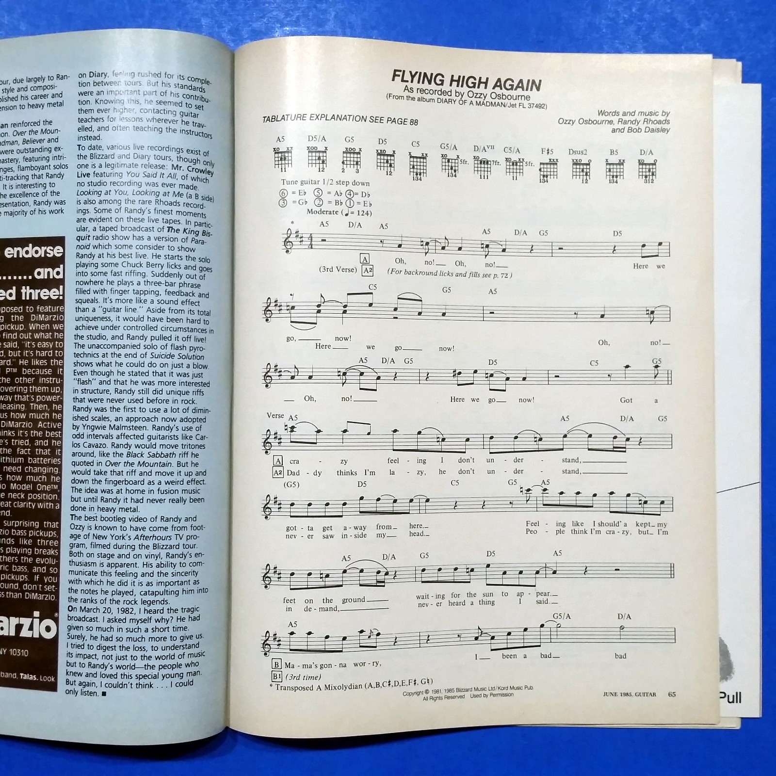 Guitar For the Practicing Musician Magazine June 1985 Randy Rhoads Rik Emmett