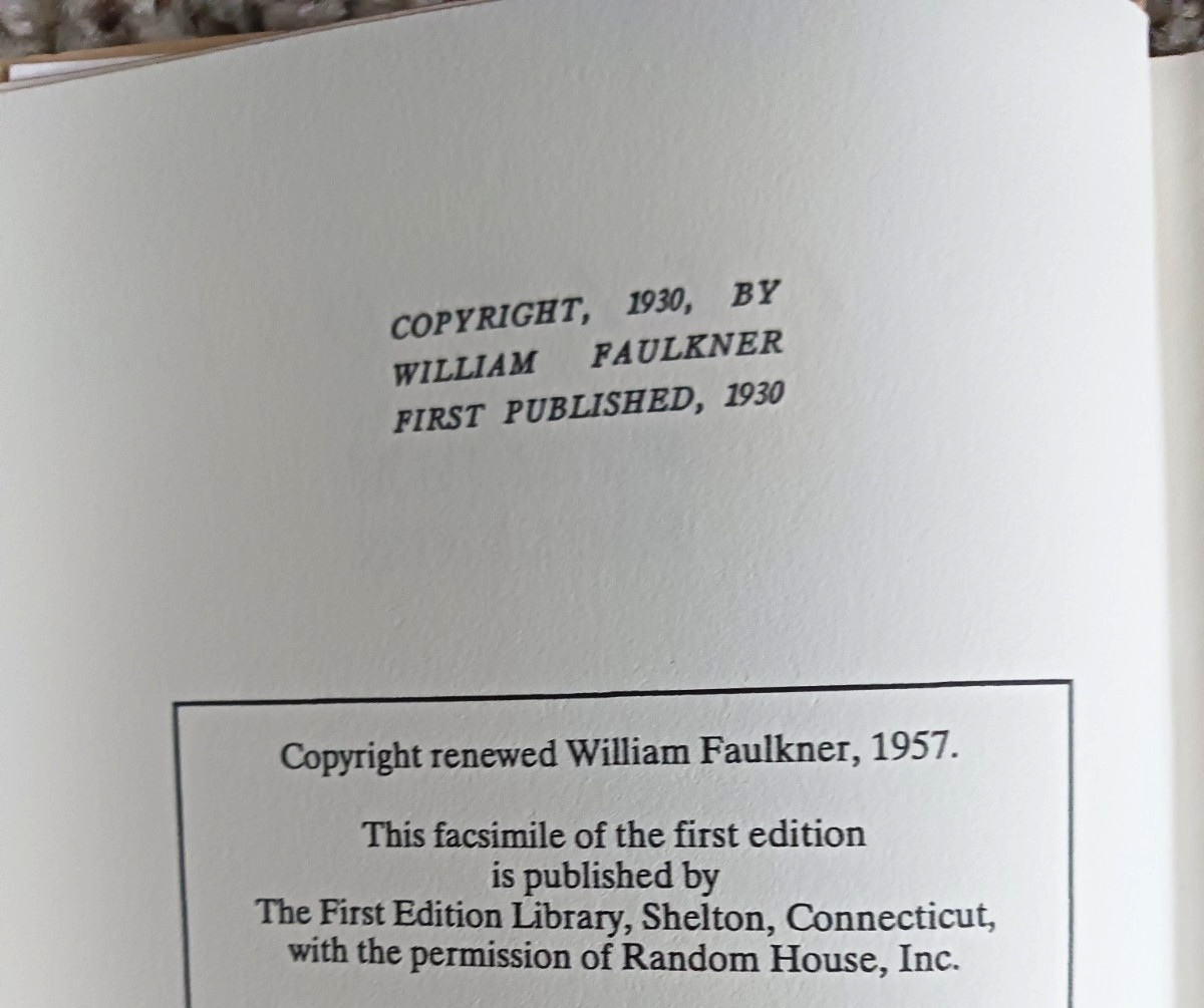 As I Lay Dying – William Faulkner/ First Edition Library Facsimile Edition HC