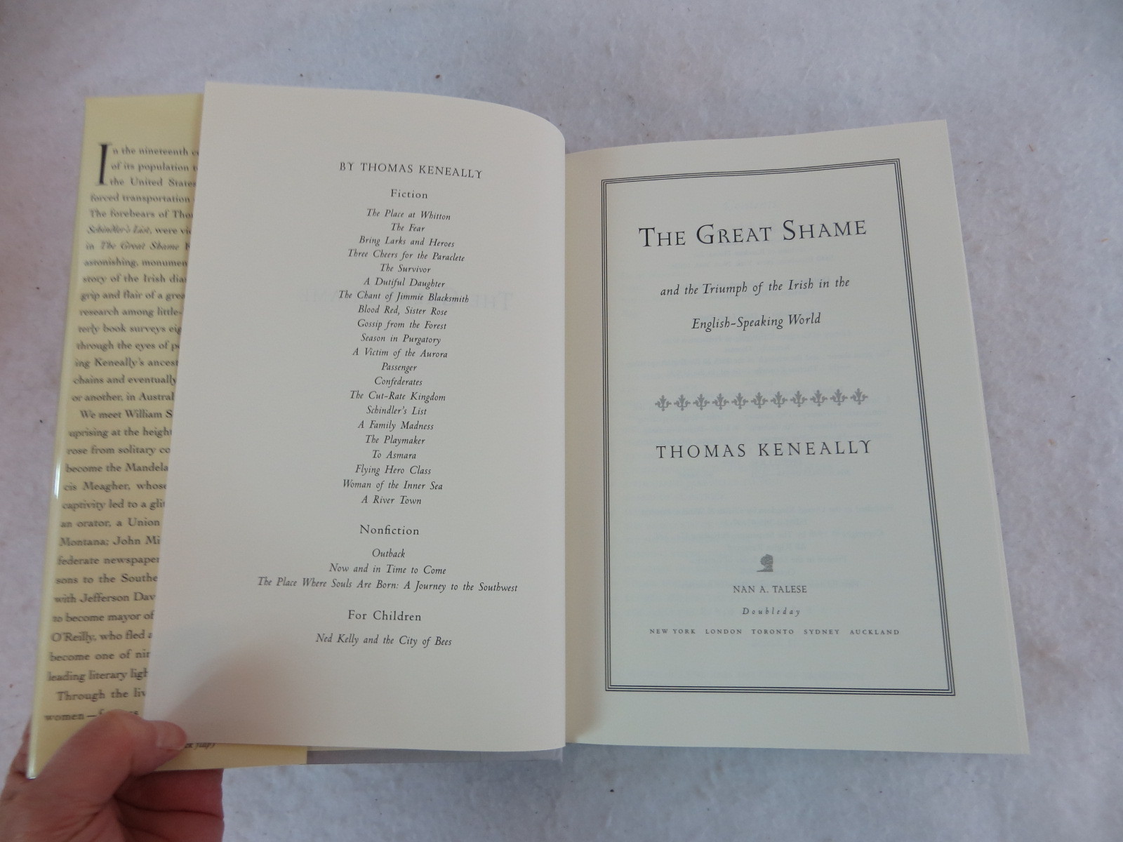 Thomas Keneally THE GREAT SHAME 1st Printing Nan A Talese 1999 HC/DJ