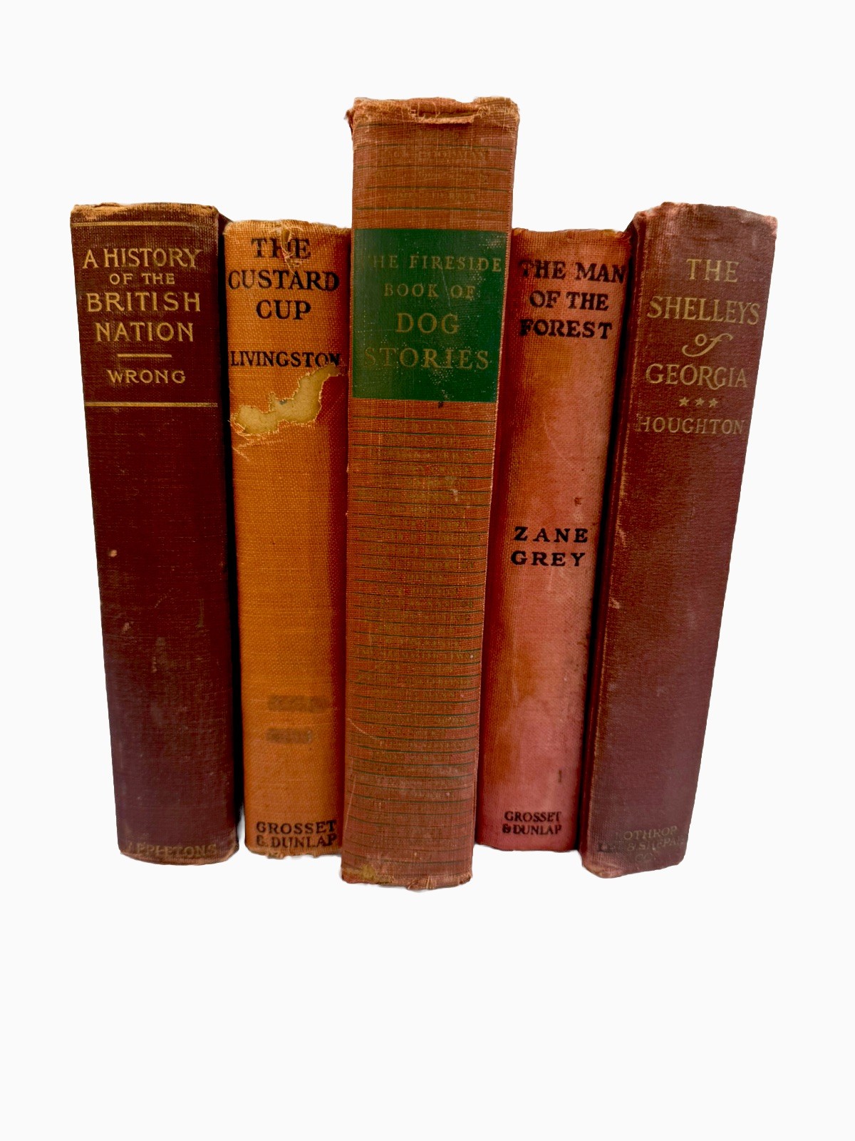 OLD Book Lot of 5 -“Shades of Red”Vintage Antique Rare Hardcover Various Size Os