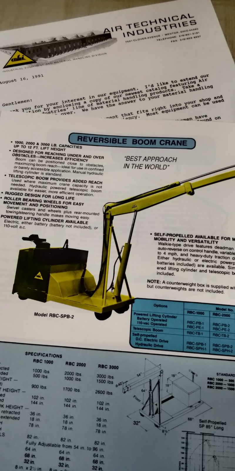 1991 ATI Air Technical Industries Inc catalogs / brochures lifts cranes C7