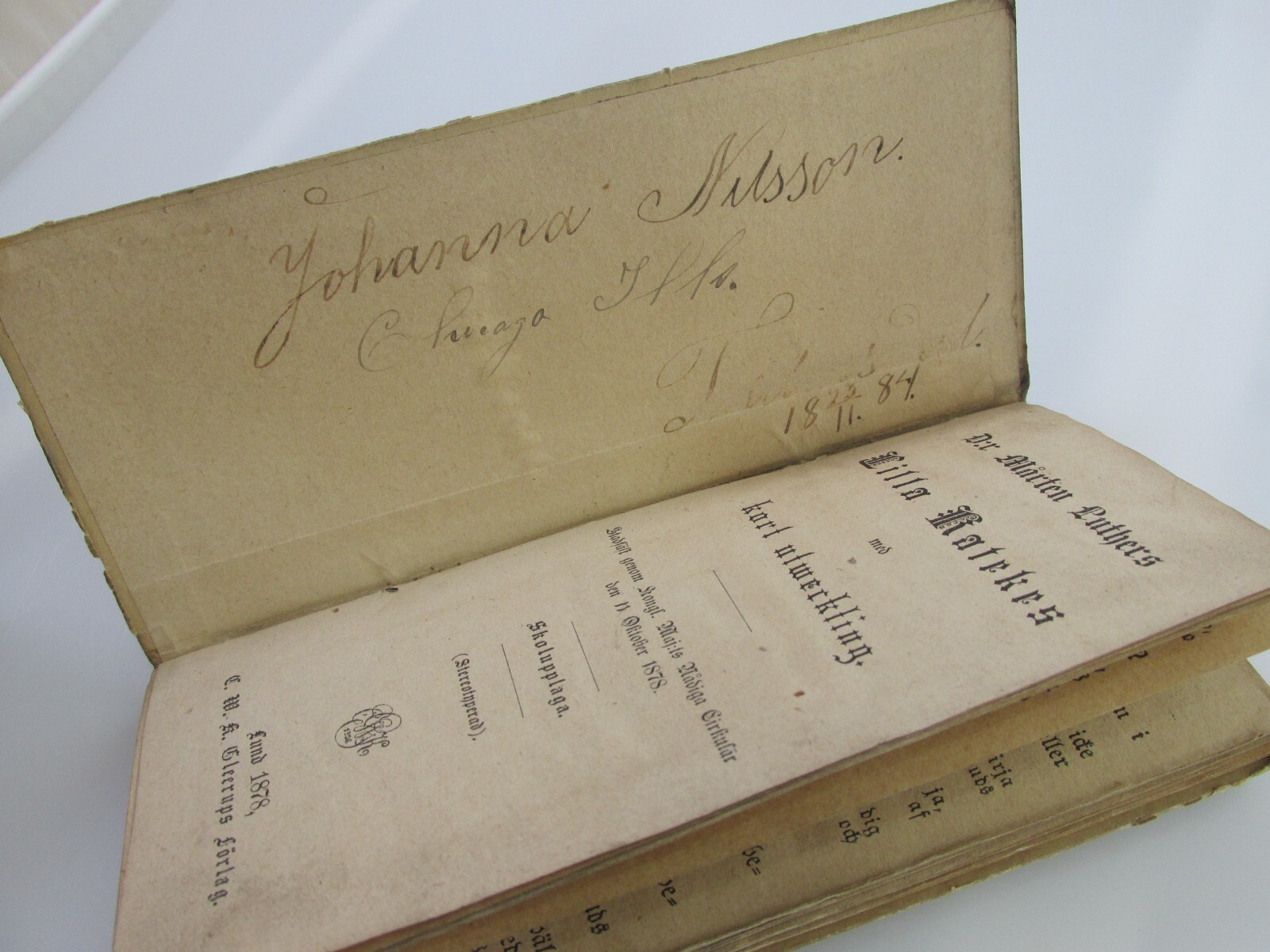 Antique Martin Luther Small Catechism 1878 Lilla Katekes Swedish Book Religious