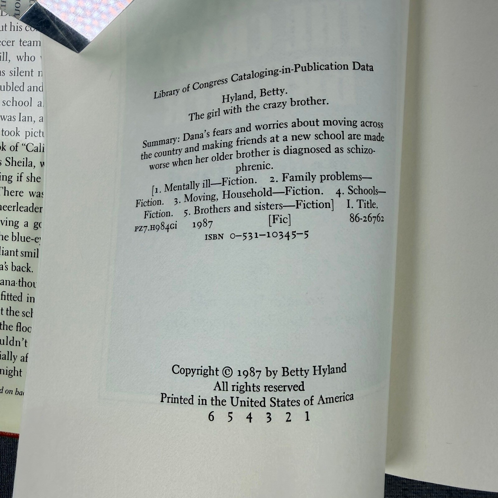 Signed 1st Ed 1st Print The Girl with the Crazy Brother Betty Hyland Young Adult