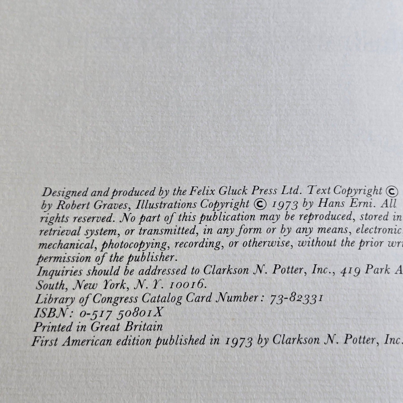 Clarkson N Potter The Song of Songs Robert Graves Hans Erni 1973 HCDJ Book