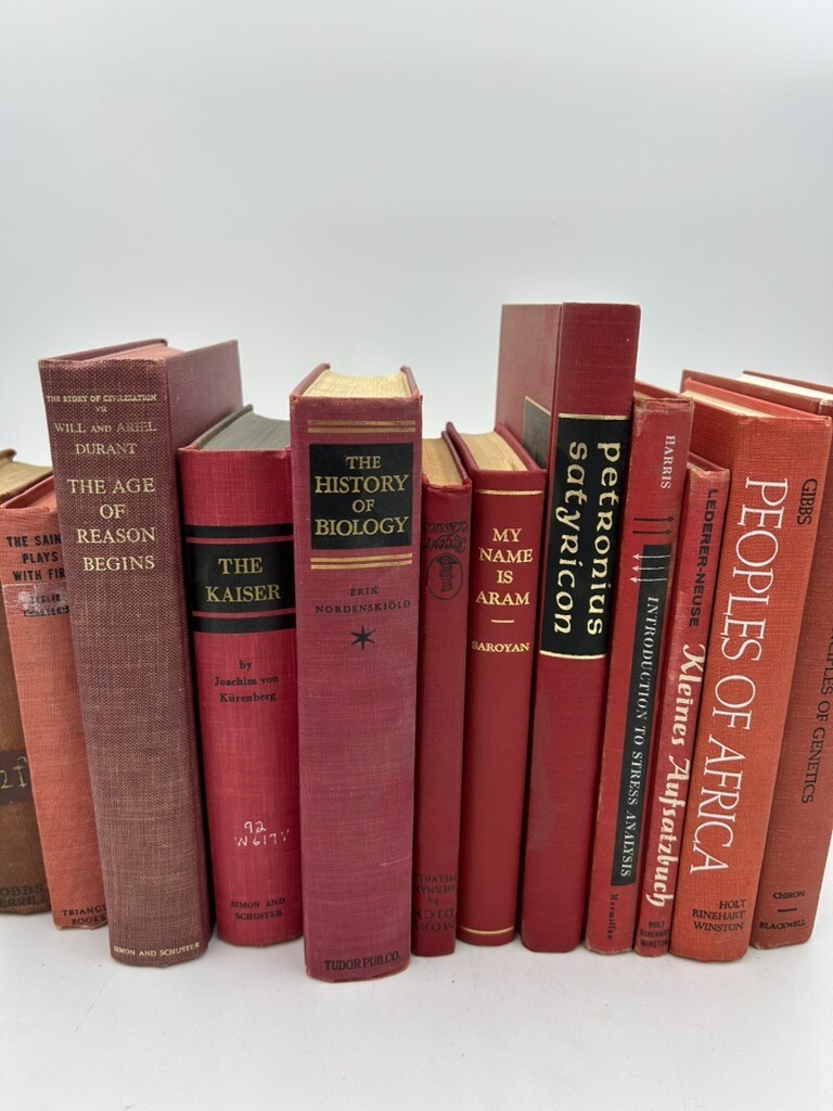 Vintage Book Lot of 10 RED Old Antiquarian Rare Decoration Hardcover Books