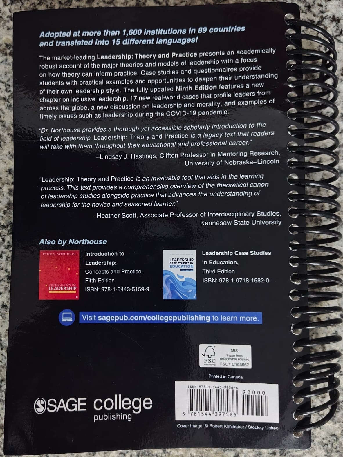 Leadership : Theory and Practice by Peter G. Northouse Spiralbound