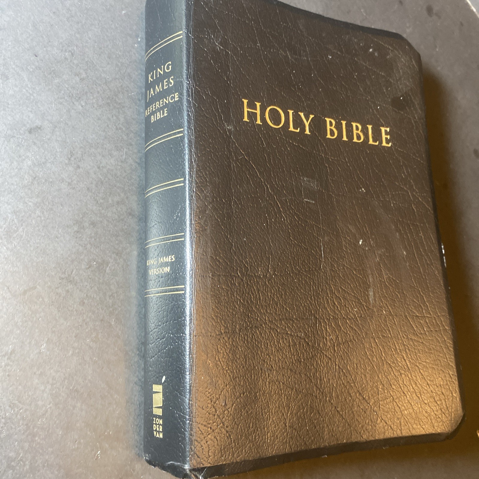 Holy Bible King James Reference KJV Black Bonded Leather Zondervan 1994, VGC