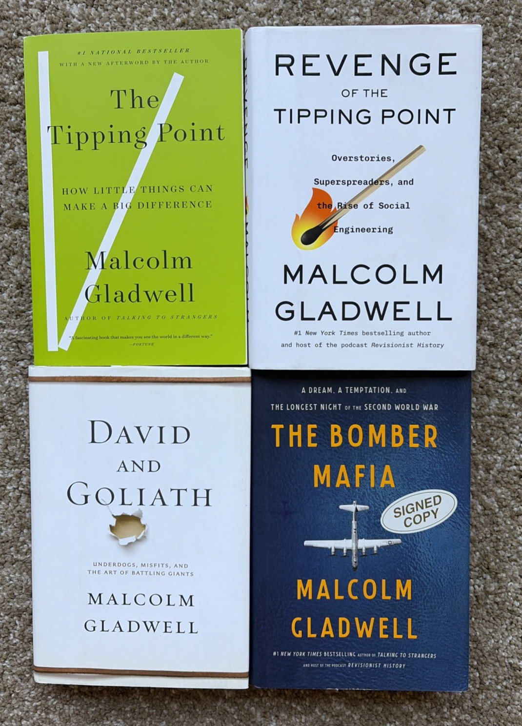 Lot of 4 Malcolm Gladwell (1 SIGNED) Books (3 HC & 1 PB) 1st editions ~VERY GOOD