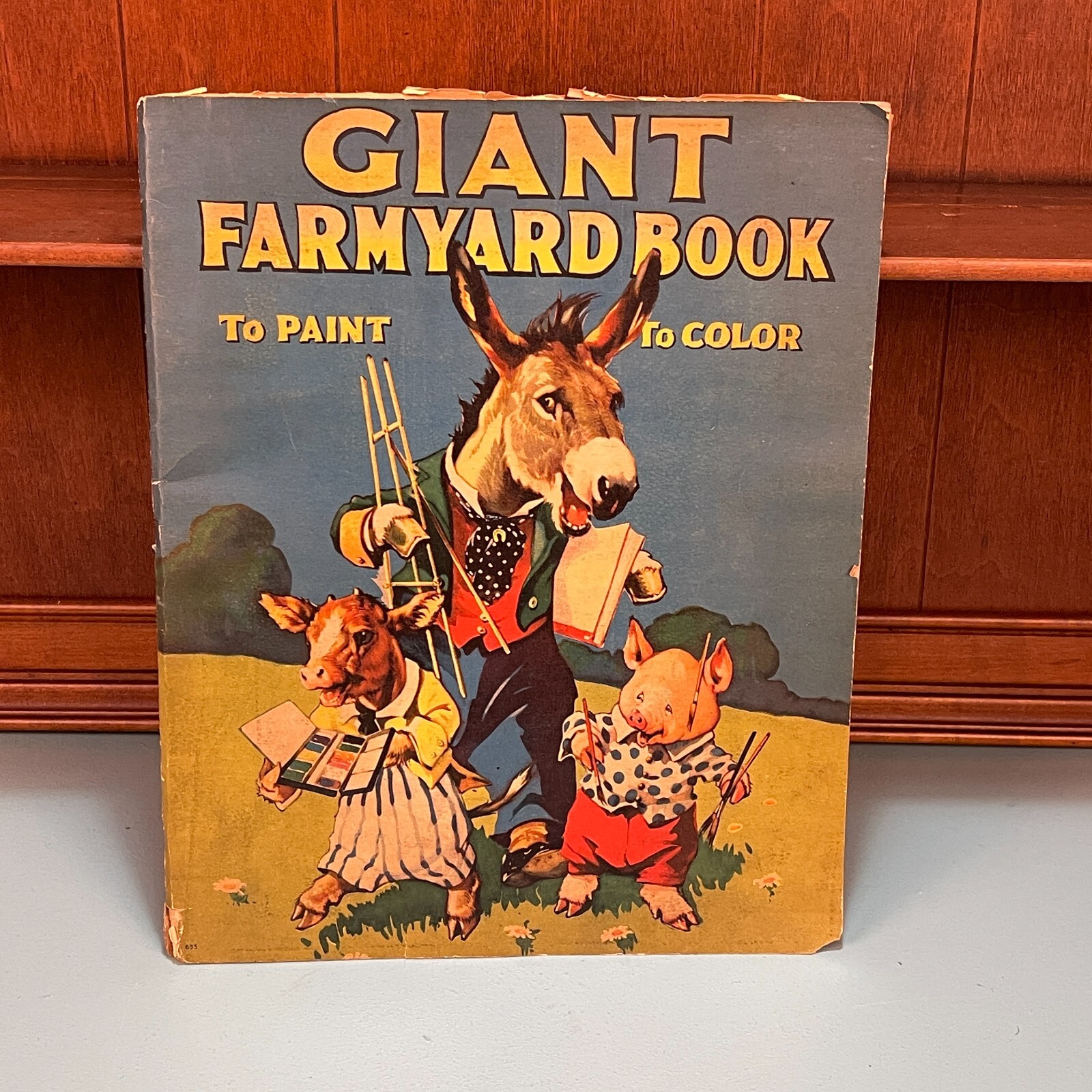 1936 Giant Farmyard Coloring Book – Partially Colored – 14 by 11 inches!