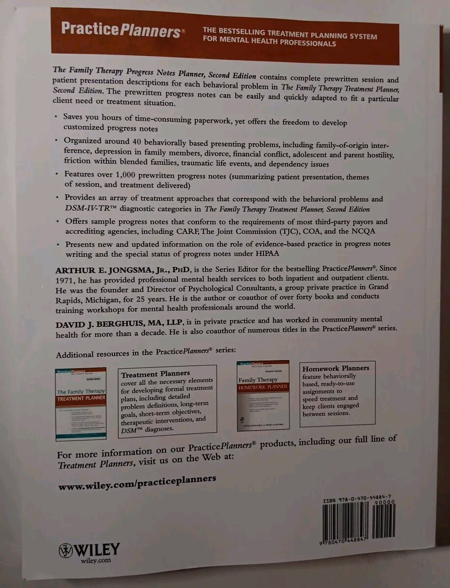 The Family Therapy Progress Notes Planner Book, Second Edition 2nd, Berghuis