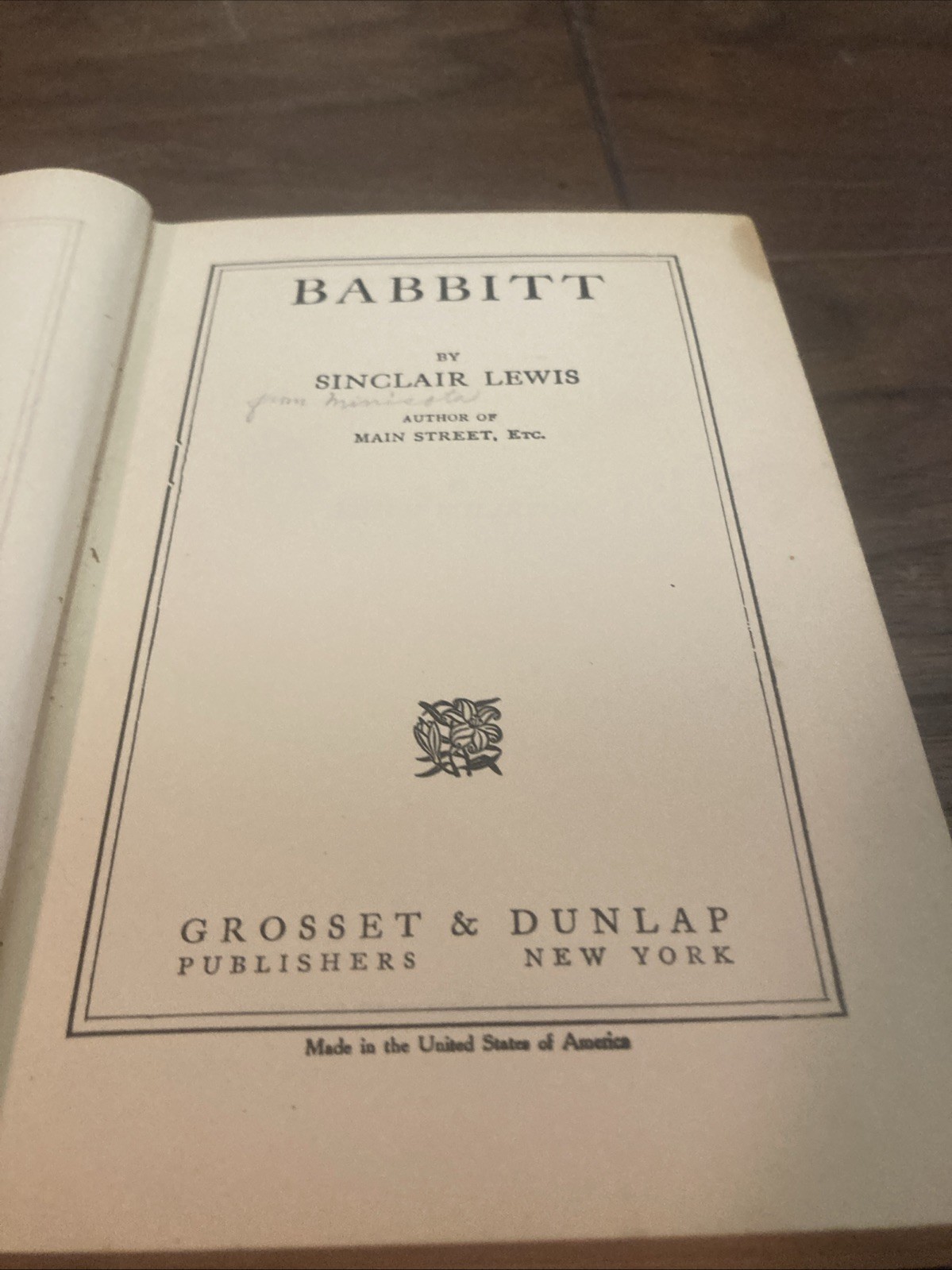 Babbitt by Sinclair Lewis HC First 1st Edition 1922 Harcourt Brace & Co Ed.