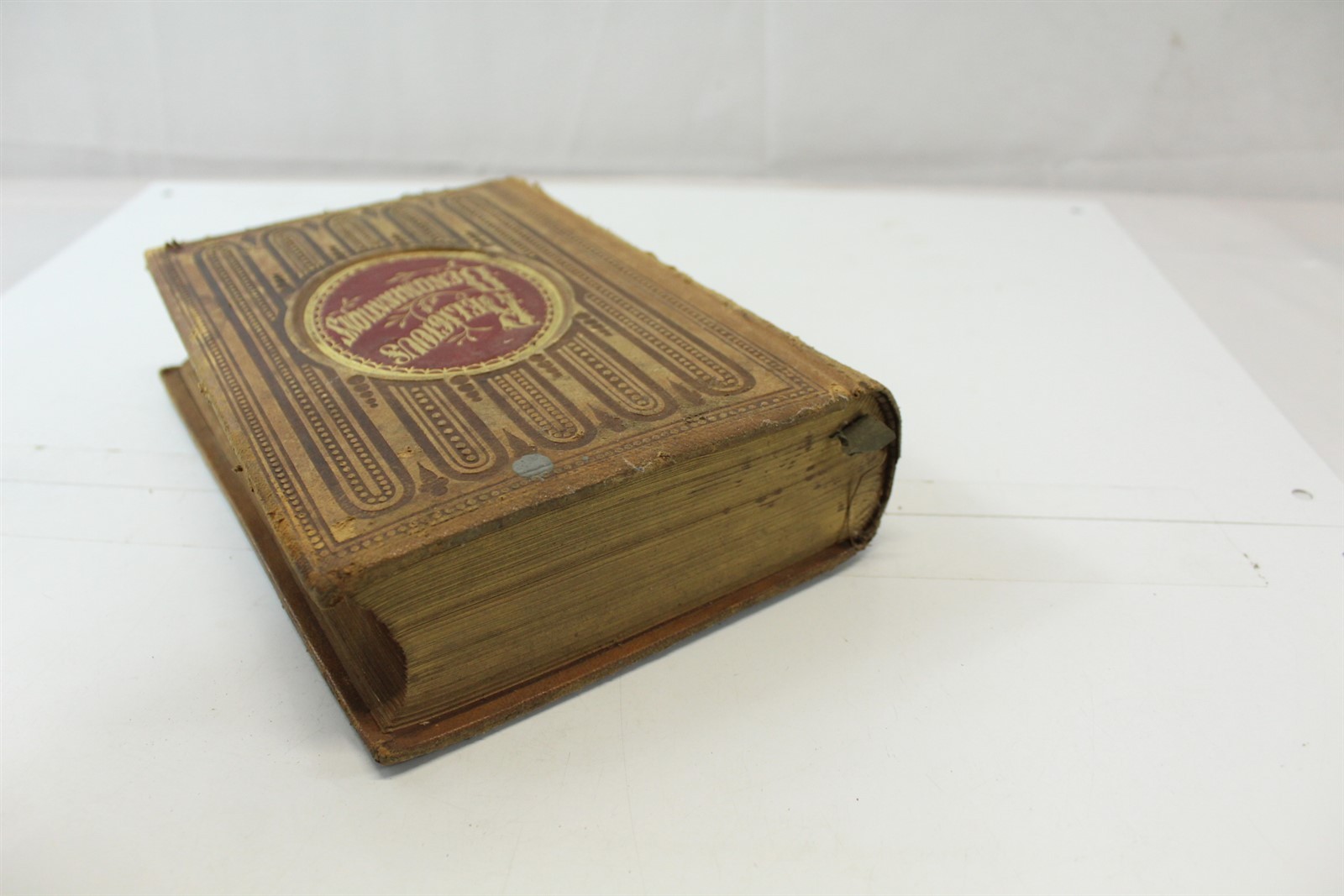 Antique 1860 Hardcover Book Religious Denominations Leather Cover 528 Pages