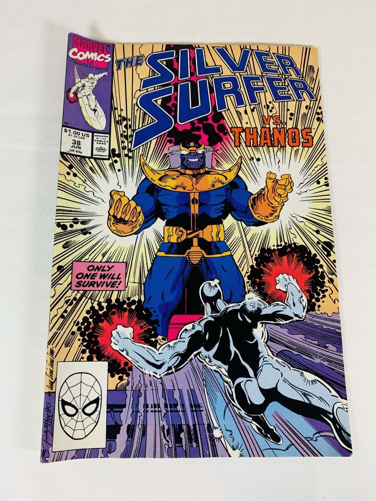 Marvel Comics Silver Surfer Issue #38 Vs Thanos 1990