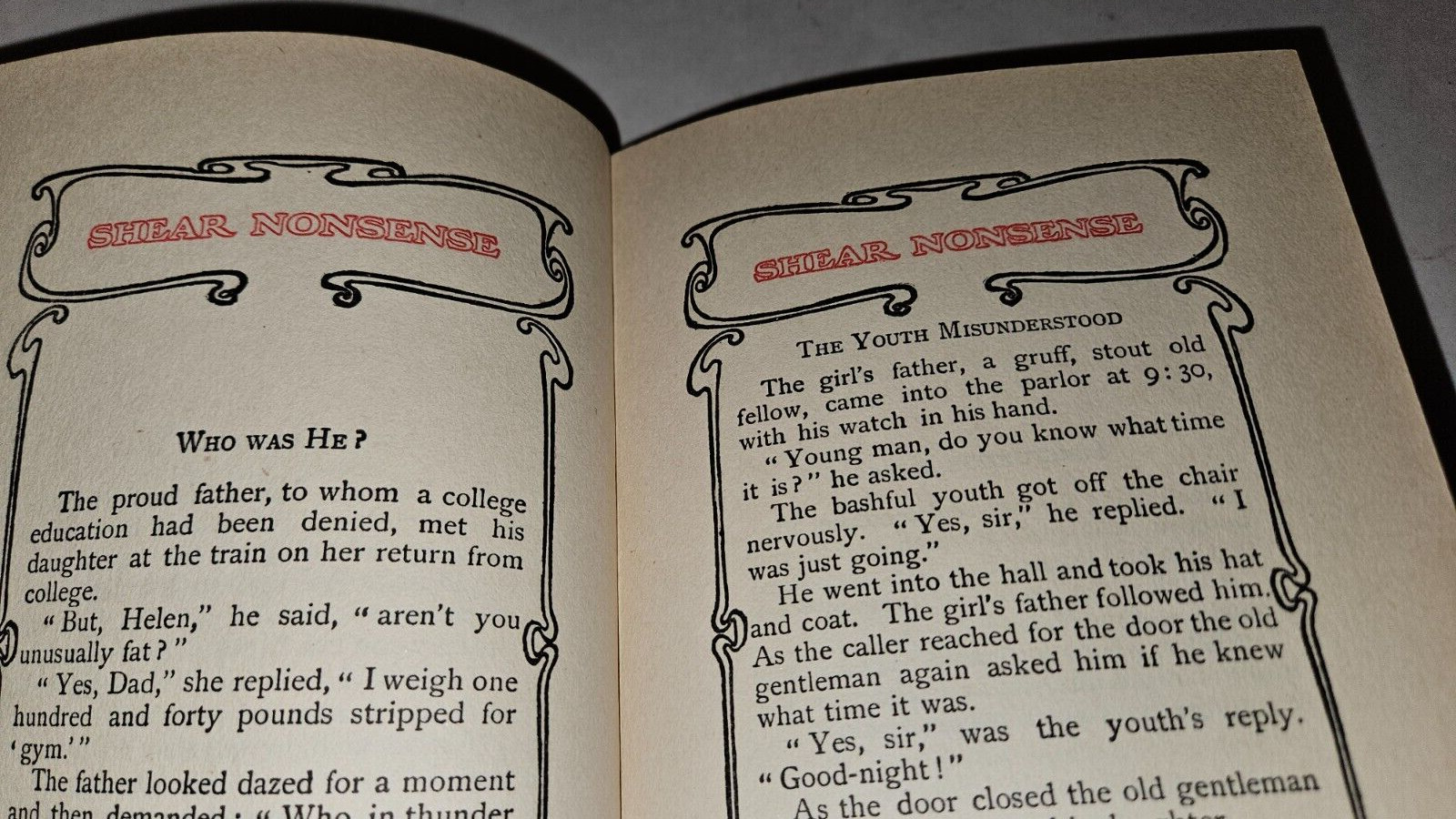 SHEAR NONSENSE – Vintage 1914 Hardcover Mirth-Provoking Stories 240 Pages