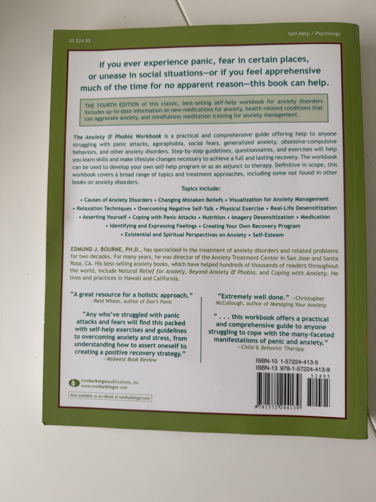 The Anxiety & Phobia Workbook By Edmund J. Bourne PhD, Paperback