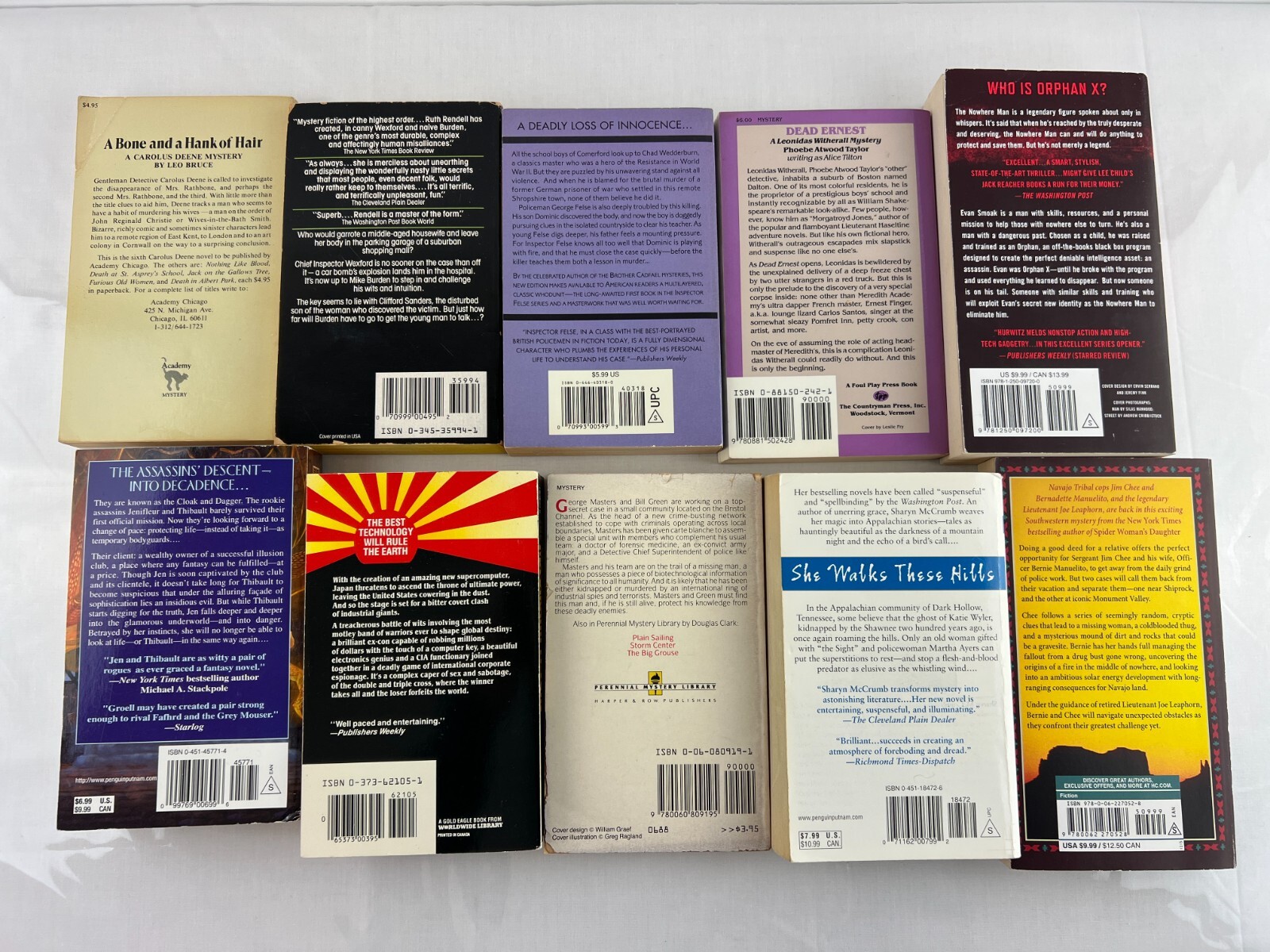 Lot Of 10 Mystery Thriller Paperback Books, Mixed Authors as Shown – Bundle A