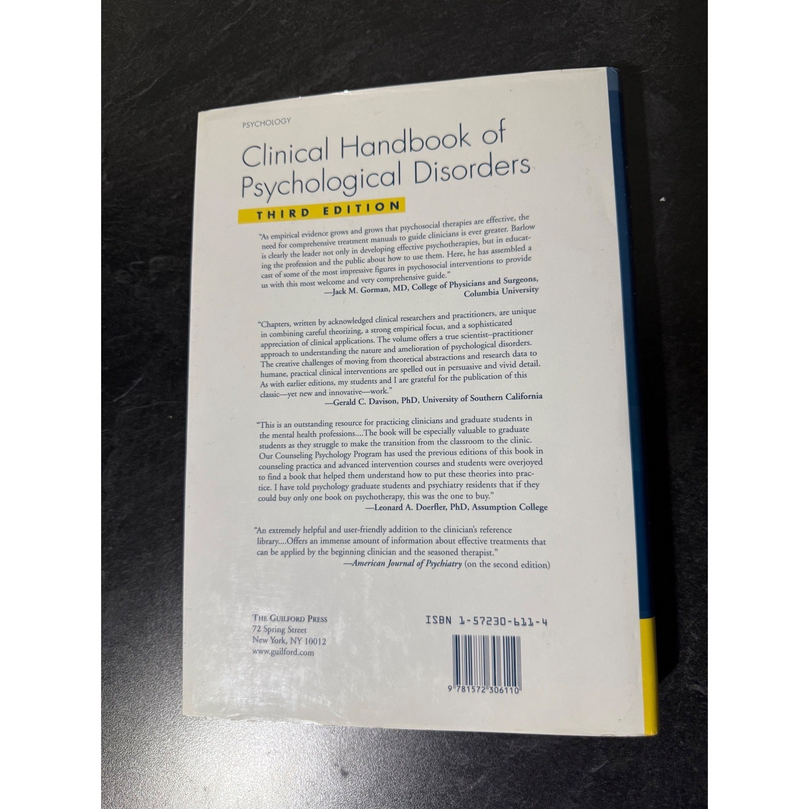 Clinical Handbook of Psychological Disorders 3rd Edition David H Barlow Textbook