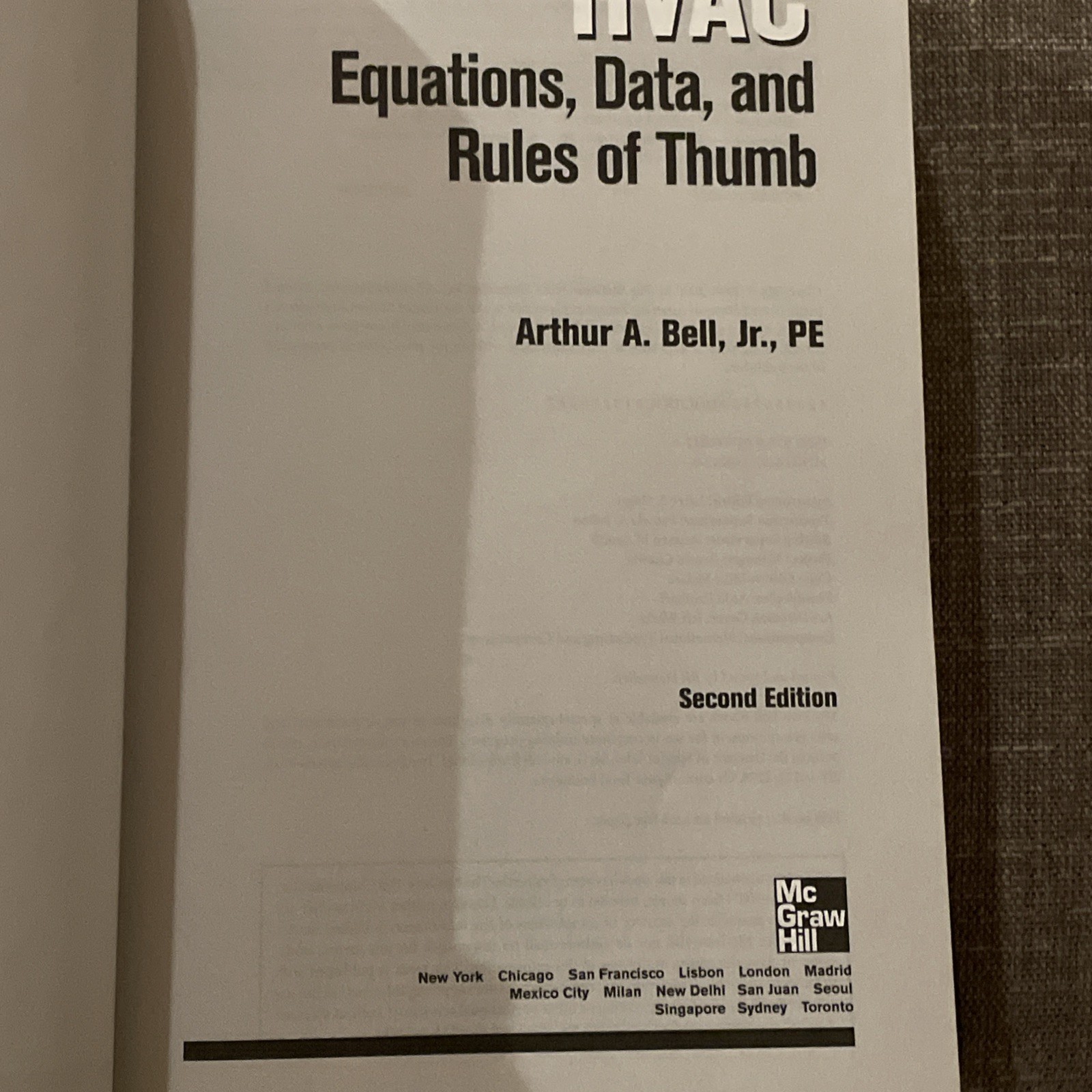 HVAC Equations Data and Rules of Thumb Second Edition Arthur Bell Jr PB