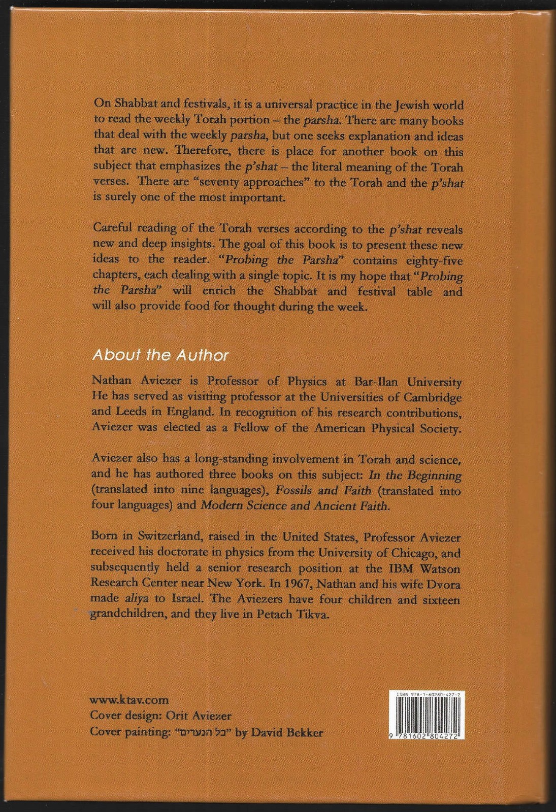 Probing The Parsha Nathan Aviezer Hardcover 2020 KTAV Publishing House