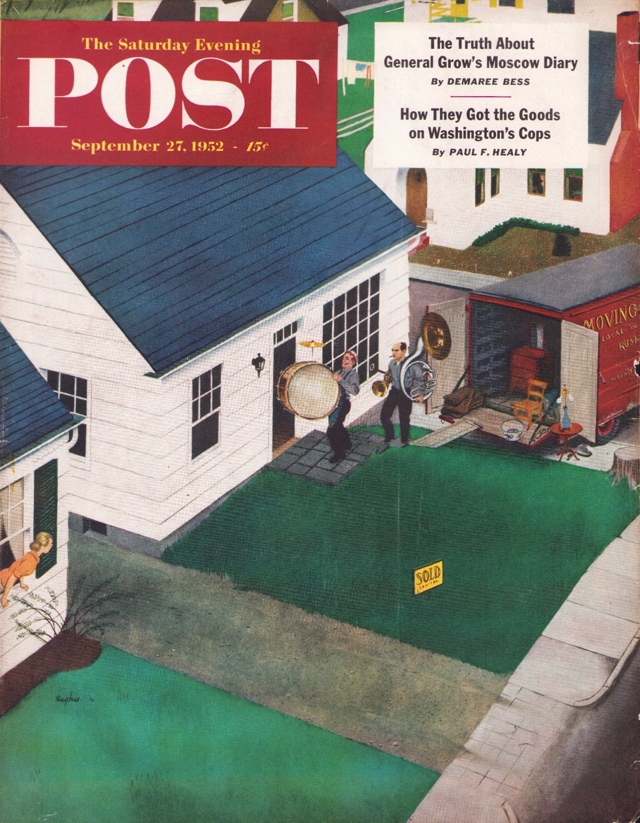 1952 SEP 27 Tuba Next Door SATURDAY EVENING POST COVER ONLY #1 George Hughes