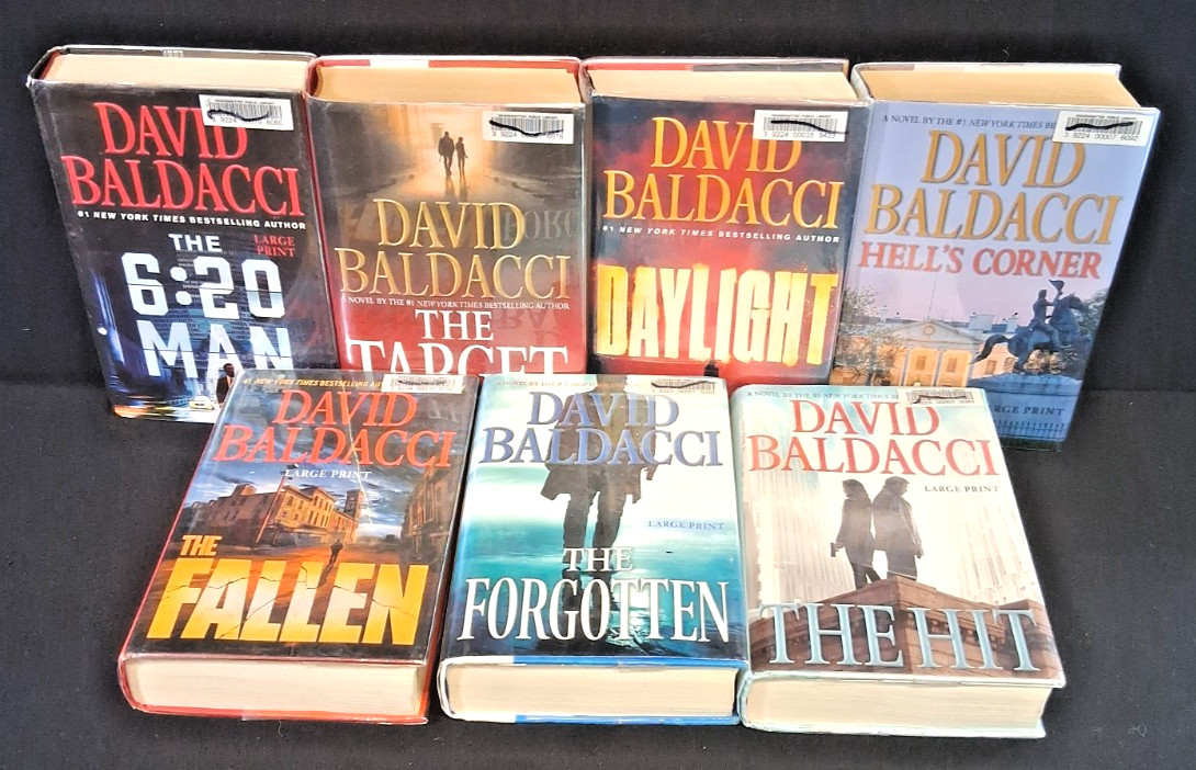 Lot 7 David Baldacci Novels Hardcovers Various LARGE PRINT Ex Lib. GHPL