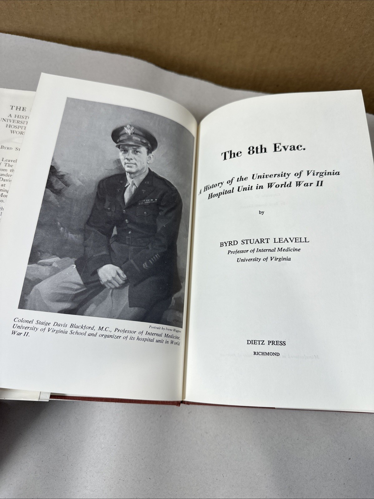 The 8th Evac History University Virginia Hospital Unit WWII 1970 First Ed Book