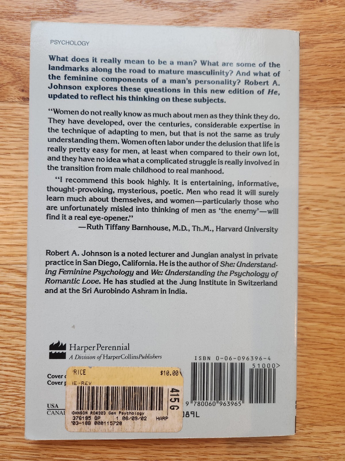 He: Understanding Masculine Psychology – Robert A. Johnson – Paperback Carl Jung