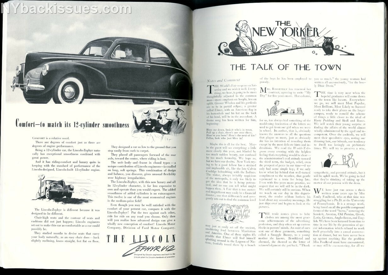 New Yorker magazine May 11 1940 NYWF Ludwig Bemelmans story Oren Arnold