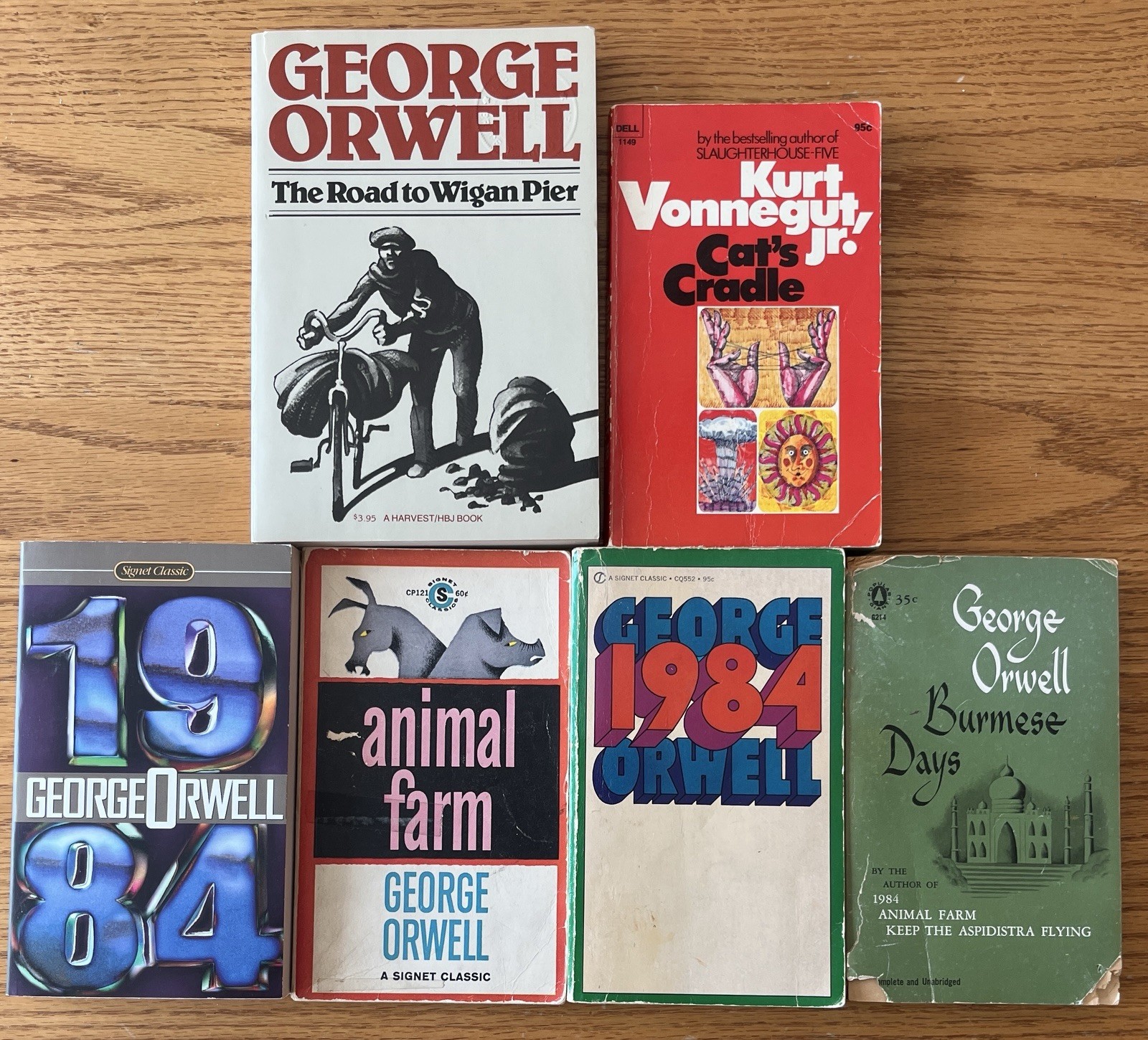 Vintage George Orwell PB Lot of 5 PLUS 2 Kurt Vonnegut Jr. PB