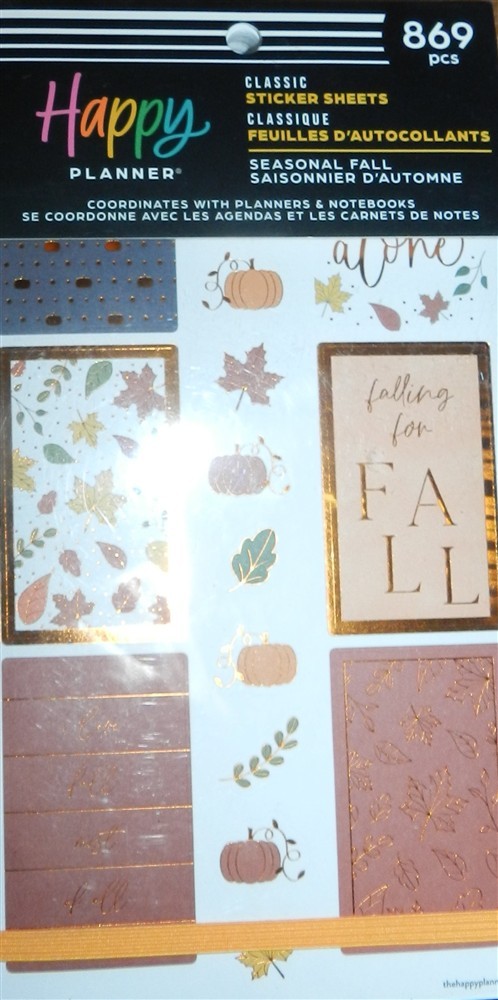 Happy Planner 869 Pcs Classic Sticker Sheets Seasonal Fall! New! Rare!