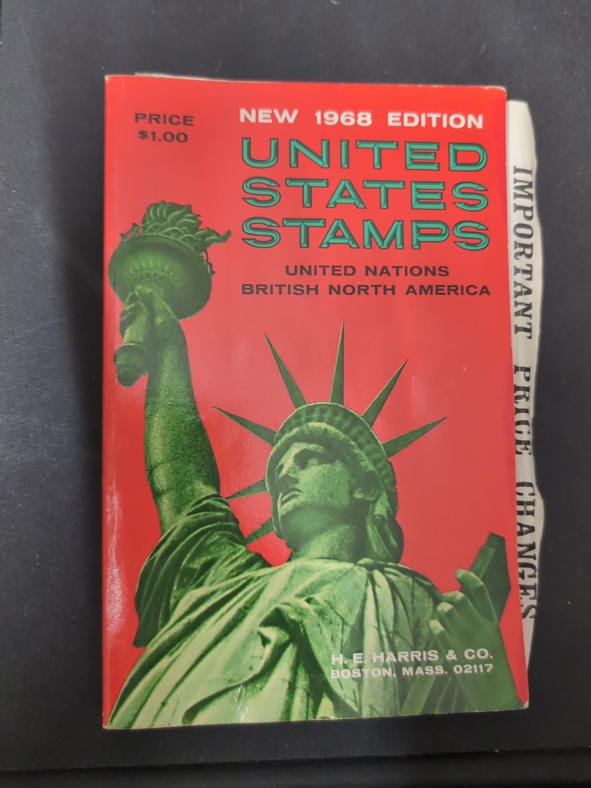 1968 Edition – H. E. Harris United States Stamps Guide Vintage With Insert