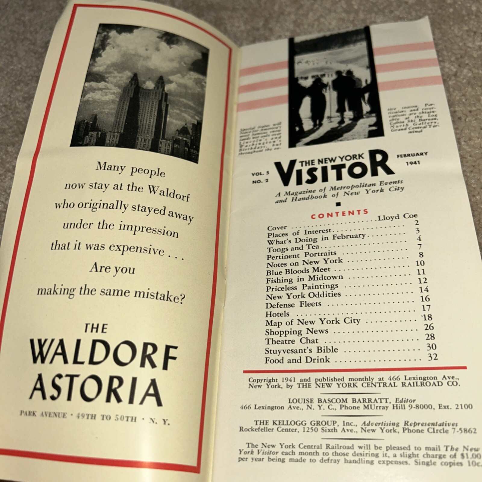 Feb 1941 THE NEW YORK VISITOR from THE NEW YORK CENTRAL SYSTEM Railroad 40 pages