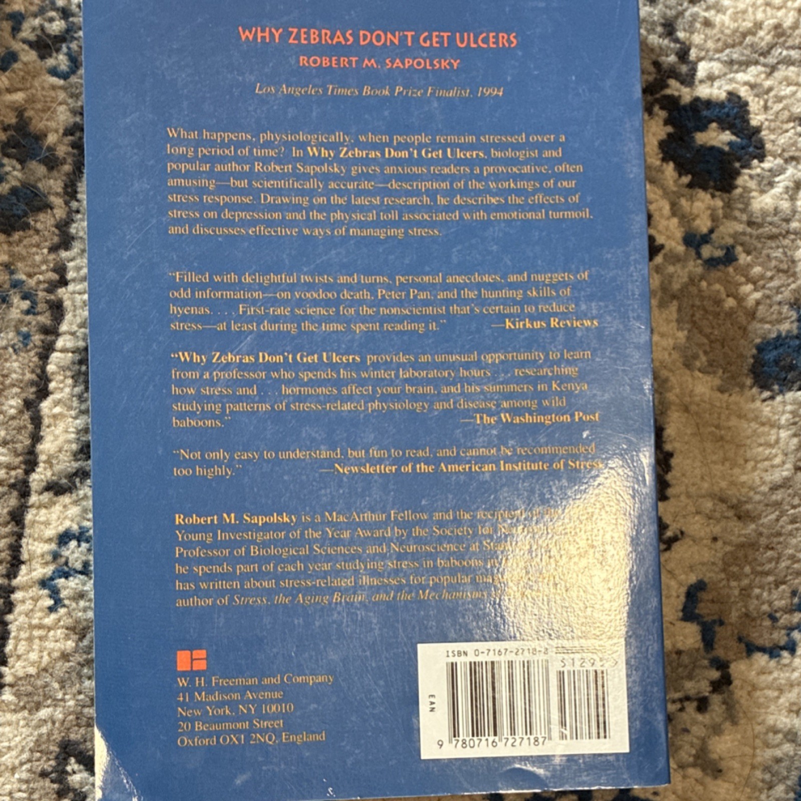 Robert M. Sapolsky Why Zebras Don’t Get Ulcers Paperback Stress Coping