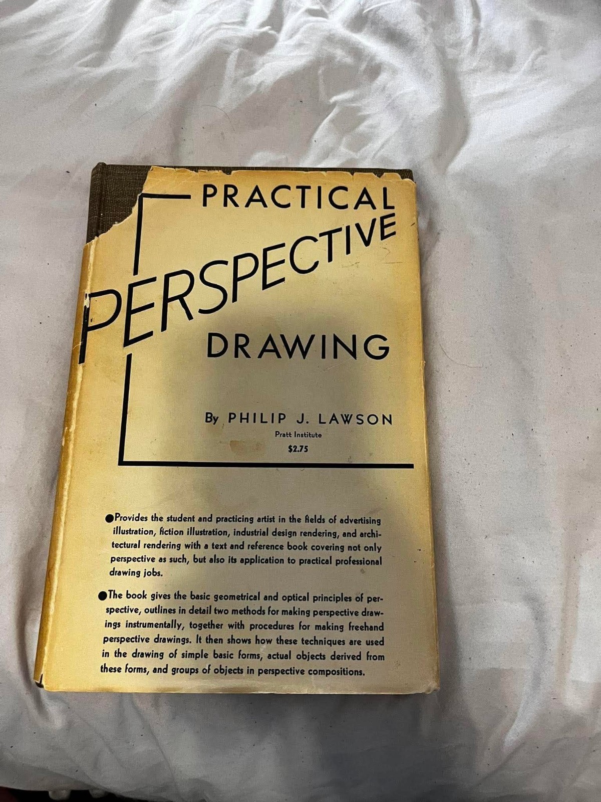RARE DUST JACKET Practical Perspective Drawing Philip Lawson 1943 1st Edition