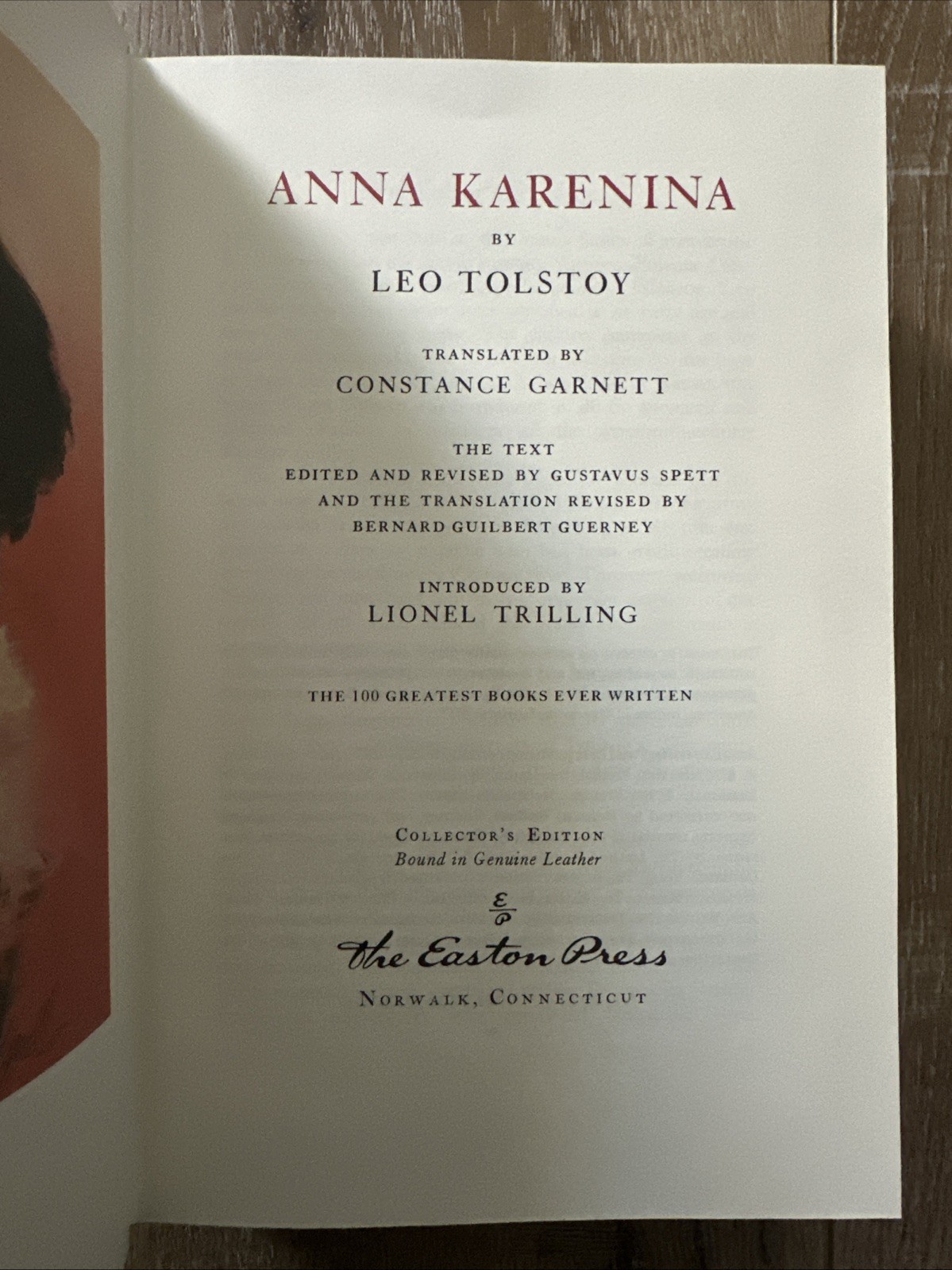 Easton Press ANNA KARENINA by Leo Tolstoy Collector’s Edition 1975 Leather Bound