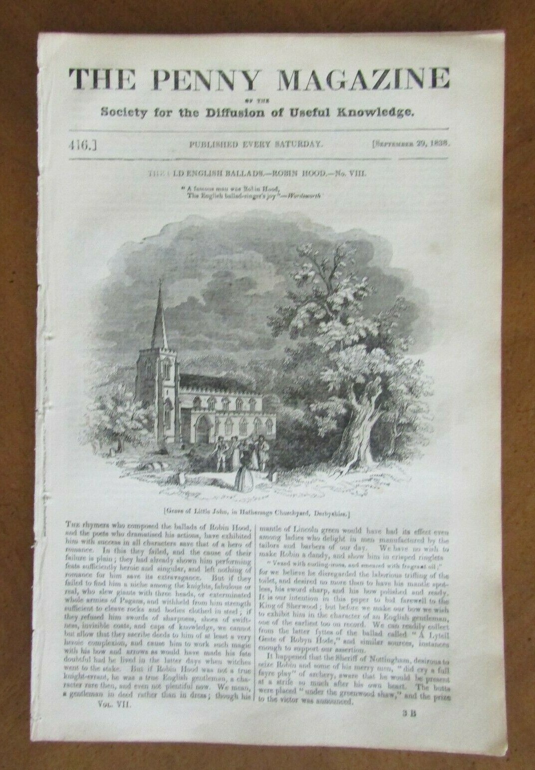2 THE PENNY MAGAZINES 1838 No. 416 & 428 ROBIN HOOD BALLAD Cosmetics BOLOGNA