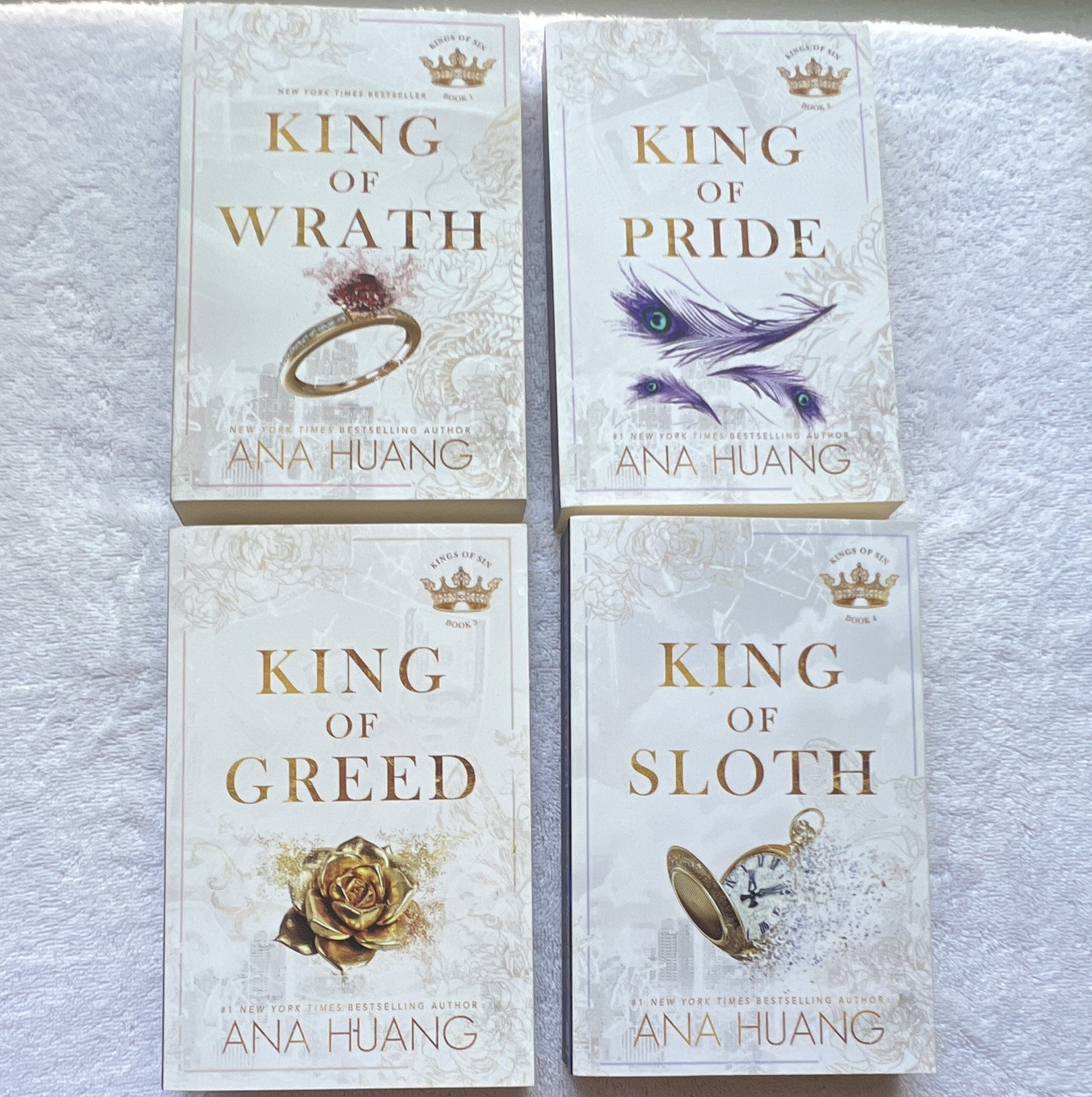 Ana Huang Kings of Sin Series Paperback Set: Wrath Pride Greed Sloth (4)