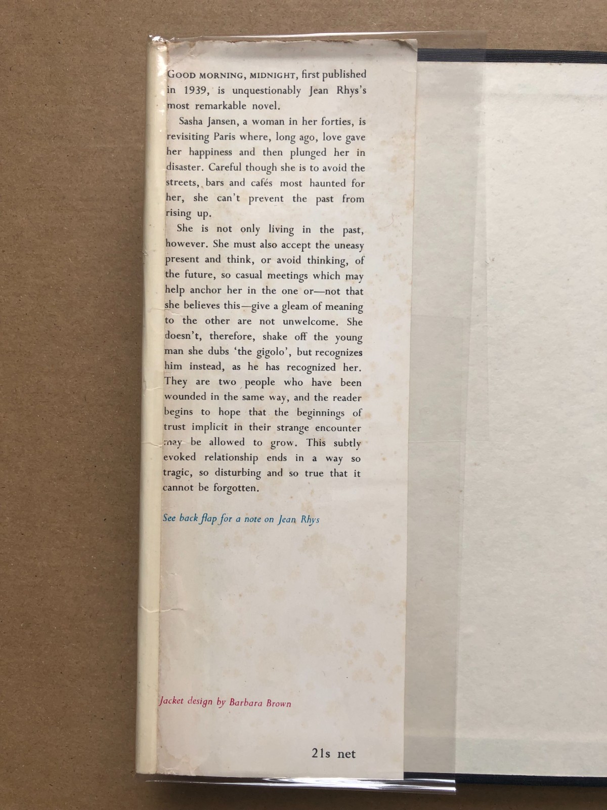 Jean Rhys – Good Morning, Midnight (1st thus UK 1967 hb w dw) early pre-war nove
