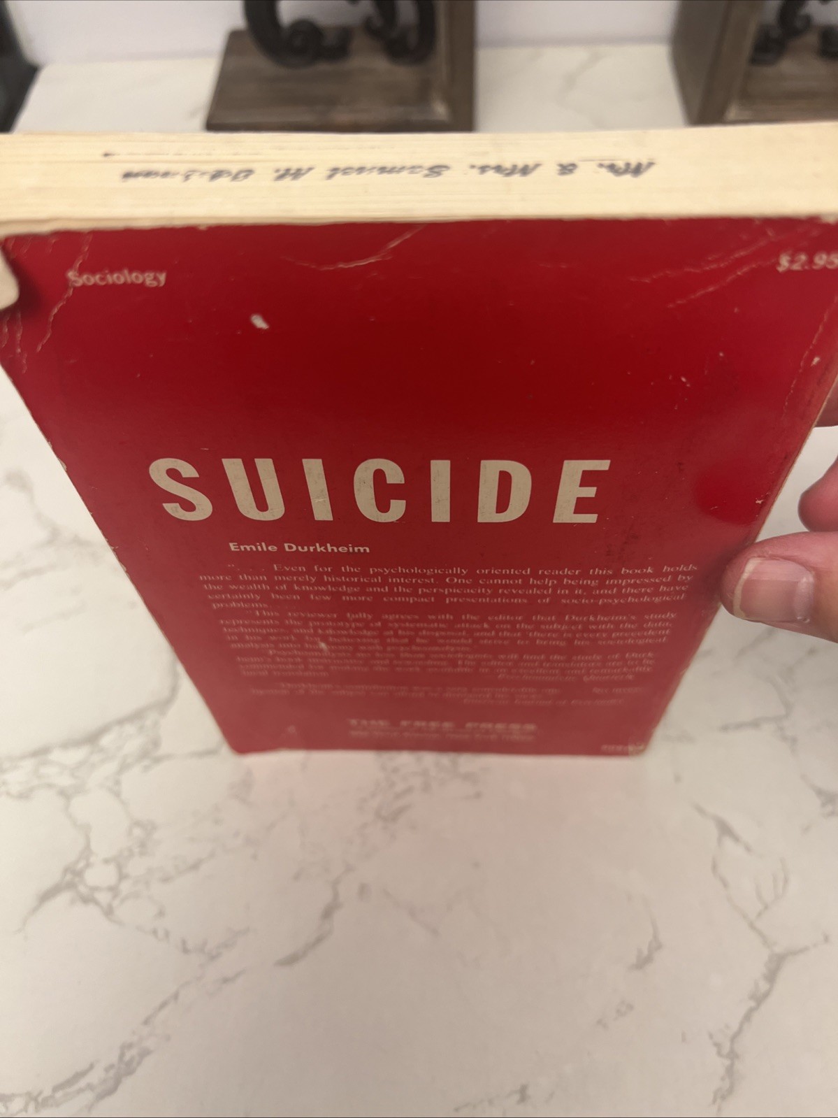 Vintage 1966 Suicide Study In Sociology Emile Durkheim Free Press Red PB USA
