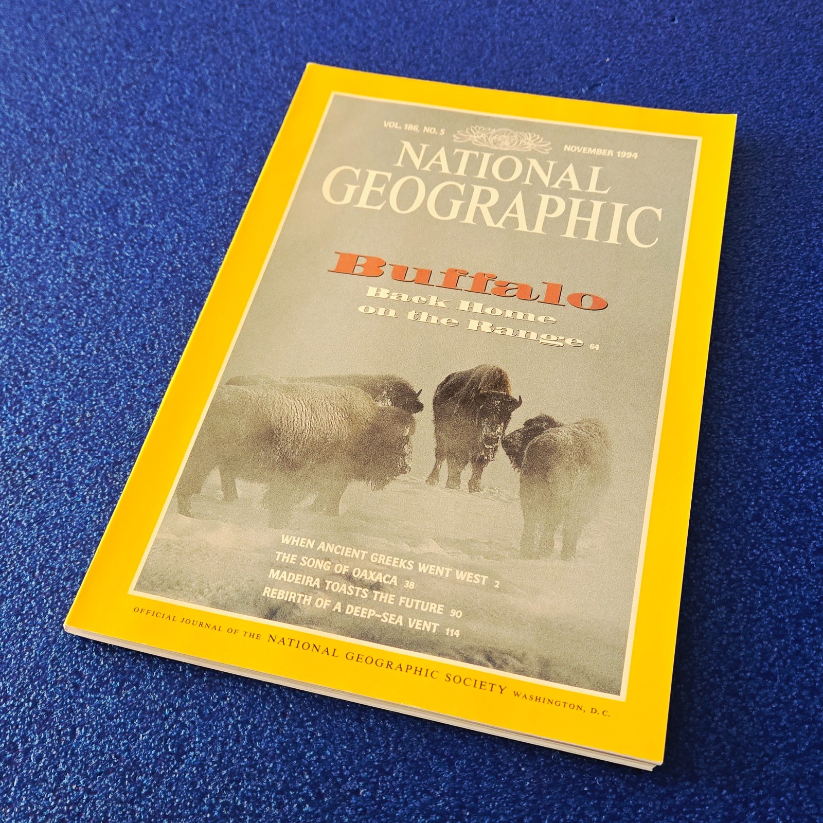 ROUNDING UP BUFFALO ON THE RANGE NOV 1994 NATIONAL GEOGRAPHIC MAGAZINE FREE SHIP