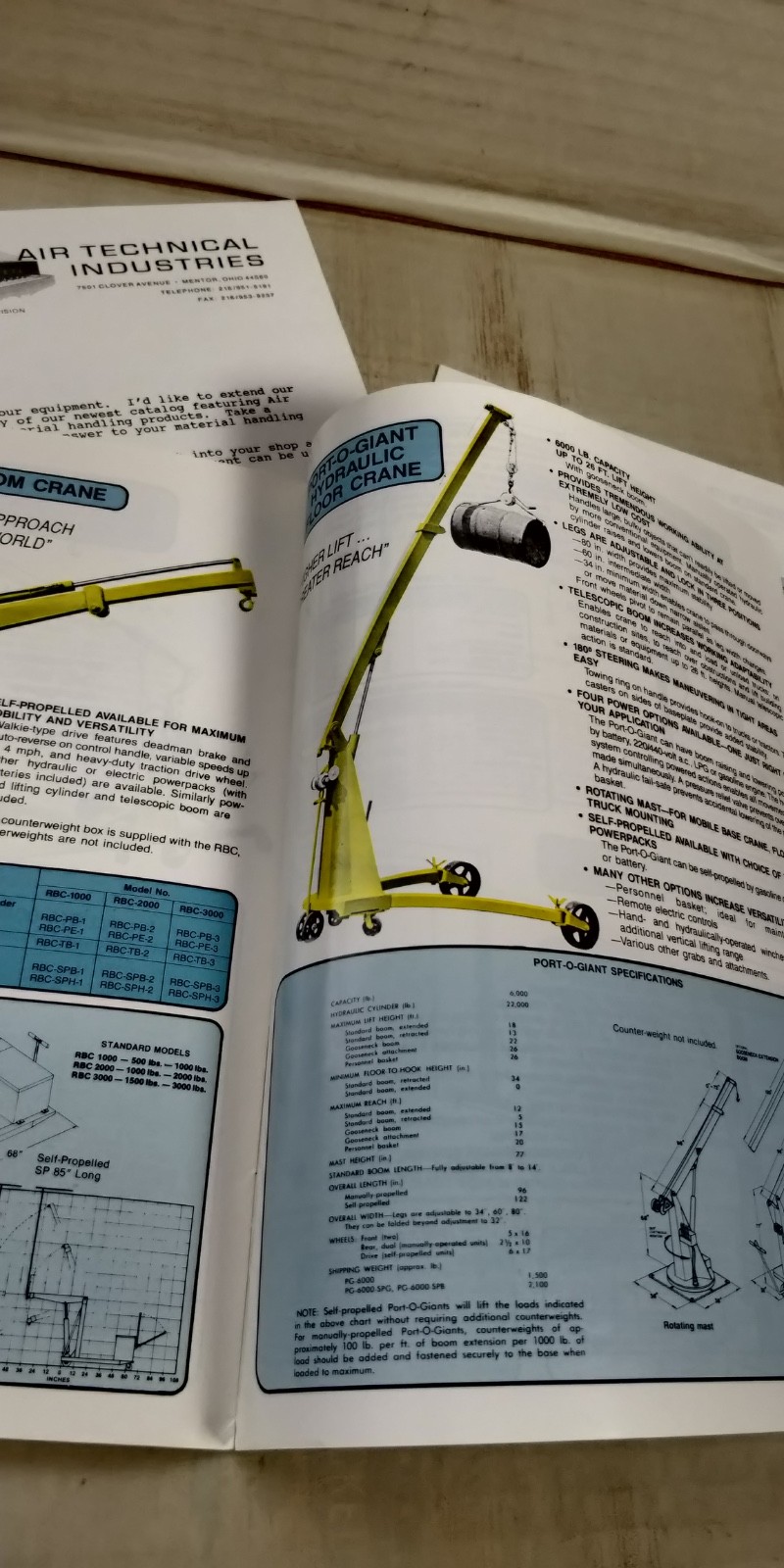 1991 ATI Air Technical Industries Inc catalogs / brochures lifts cranes C7
