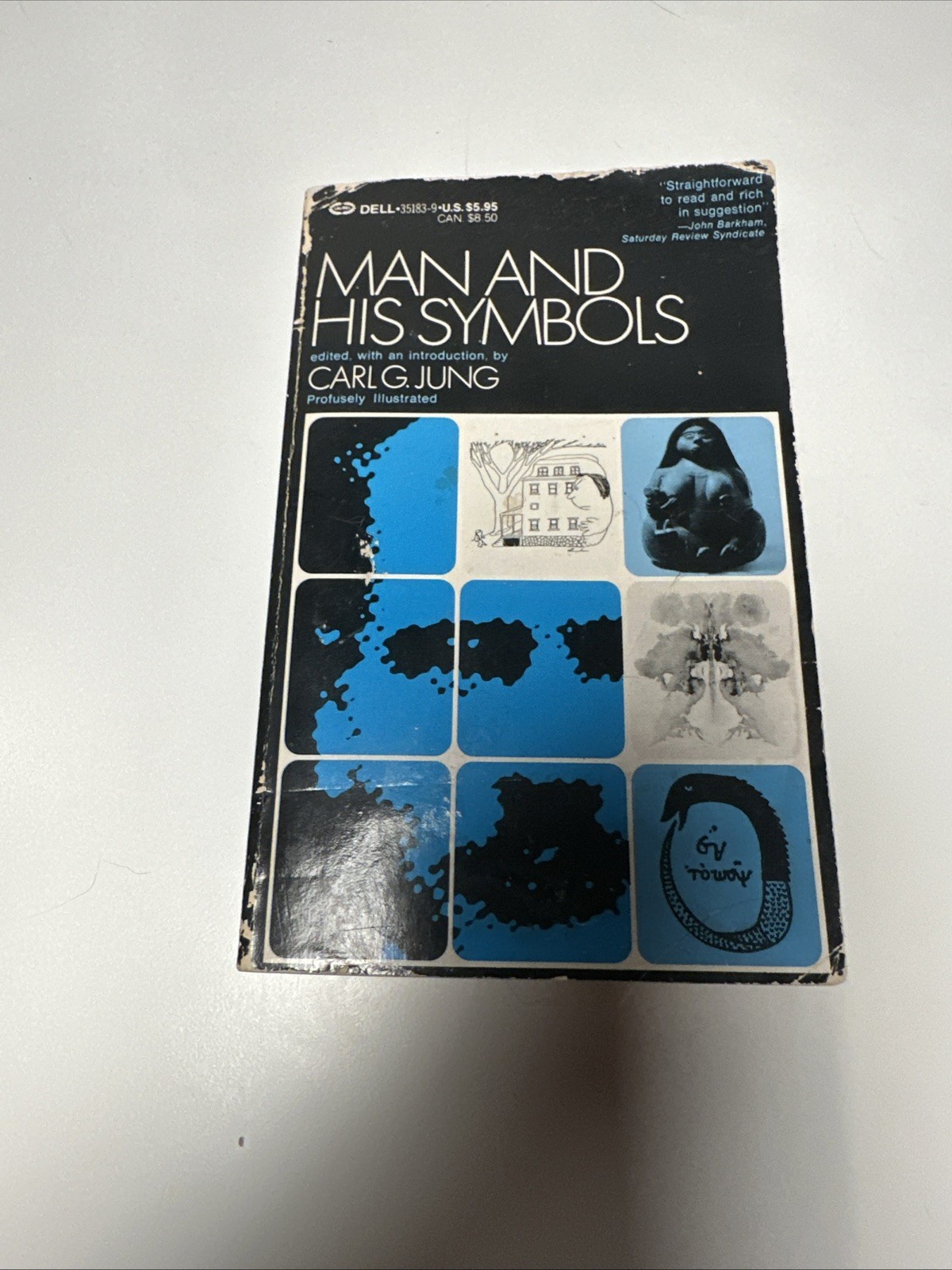 MAN AND HIS SYMBOLS by Carl G Jung Vintage 1968 Dell blue cover design