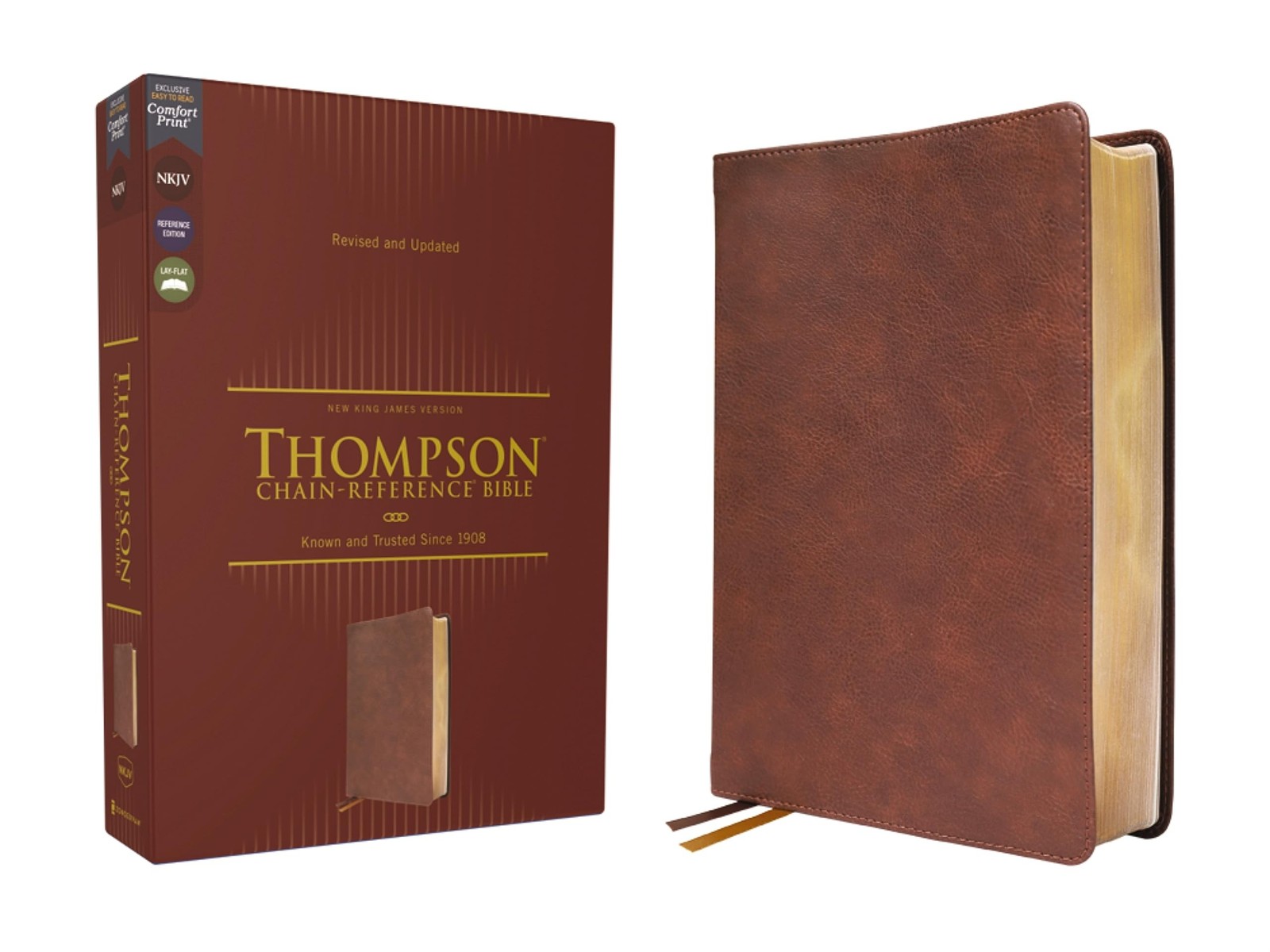 NKJV, Thompson Chain-Reference Bible, Leathersoft, Brown, Red Letter, Comfort…