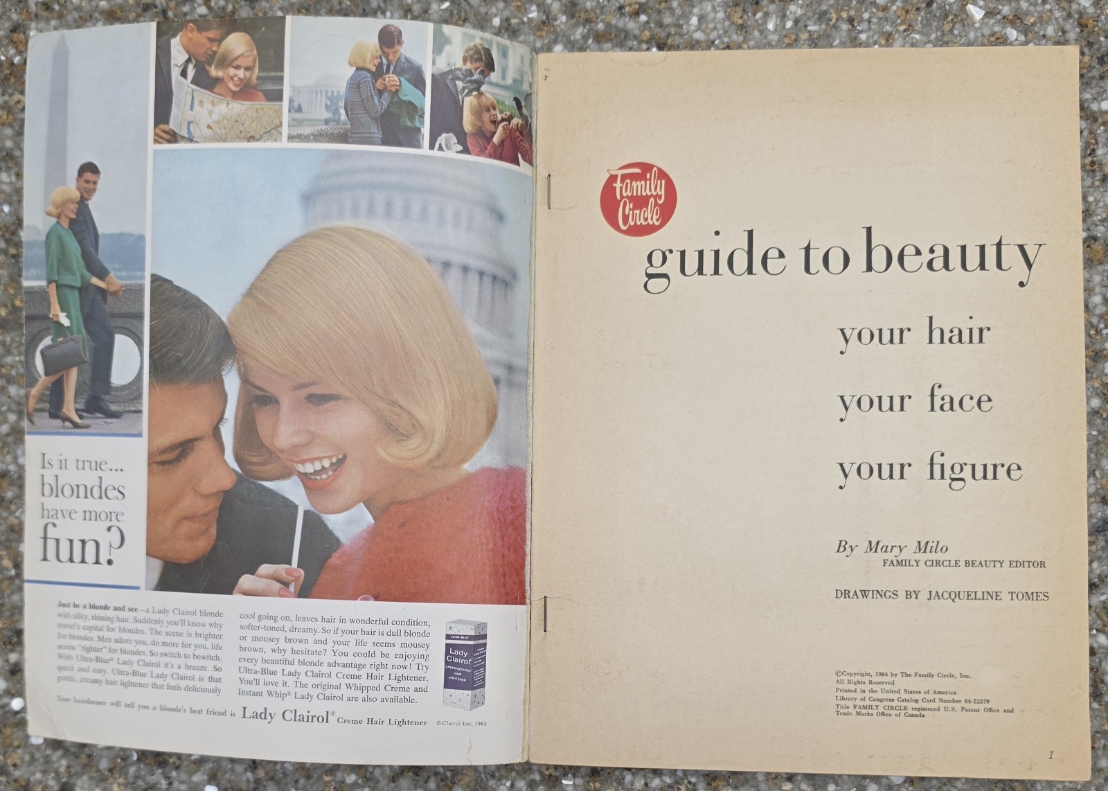 1964 Family Circle Guide to Beauty Vintage 1960s Makeup Hair Style Mod Book PB