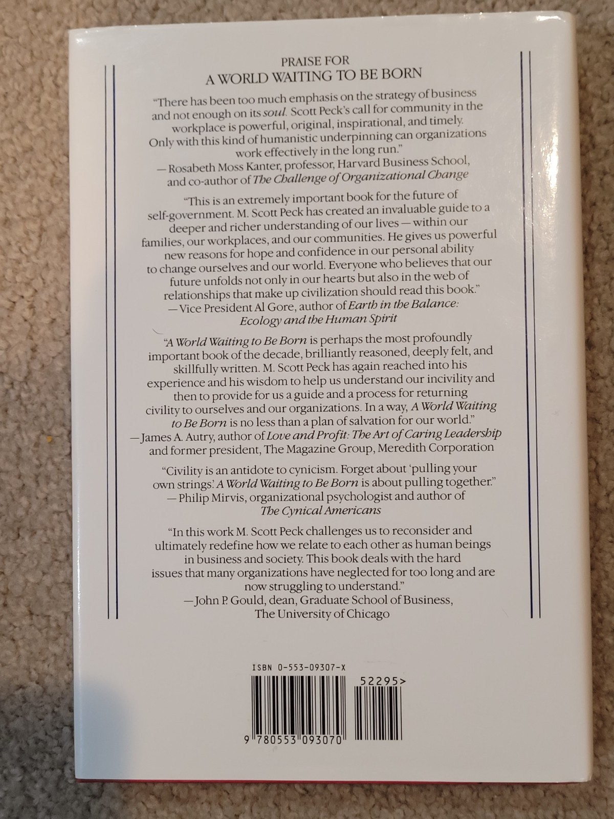 World Waiting to Be Born: Civility Rediscovered by M. Scott Peck hardcover