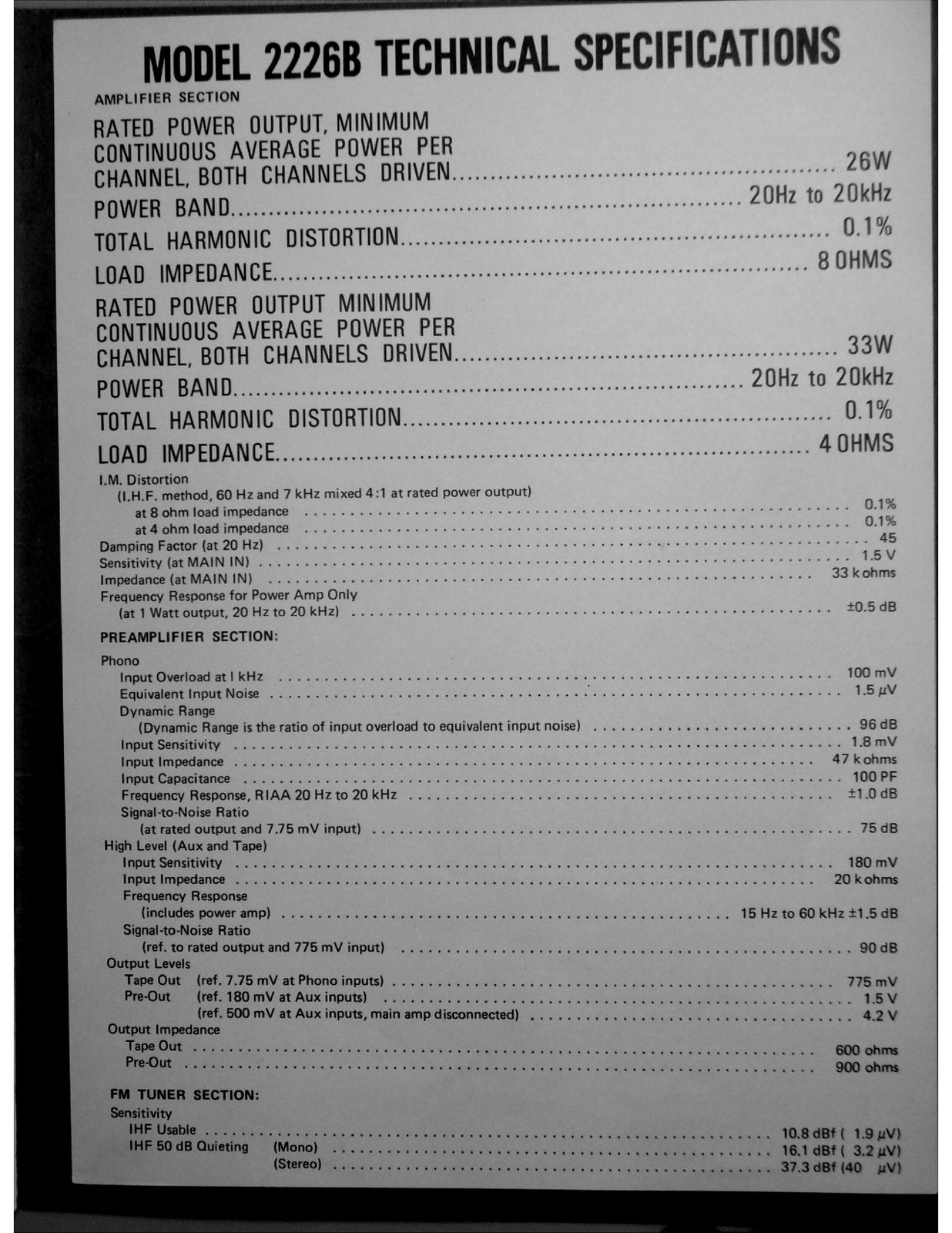 MARANTZ 2226B Stereophonic Receiver Handbook Of Instructions Manual SPIRAL CLOSU