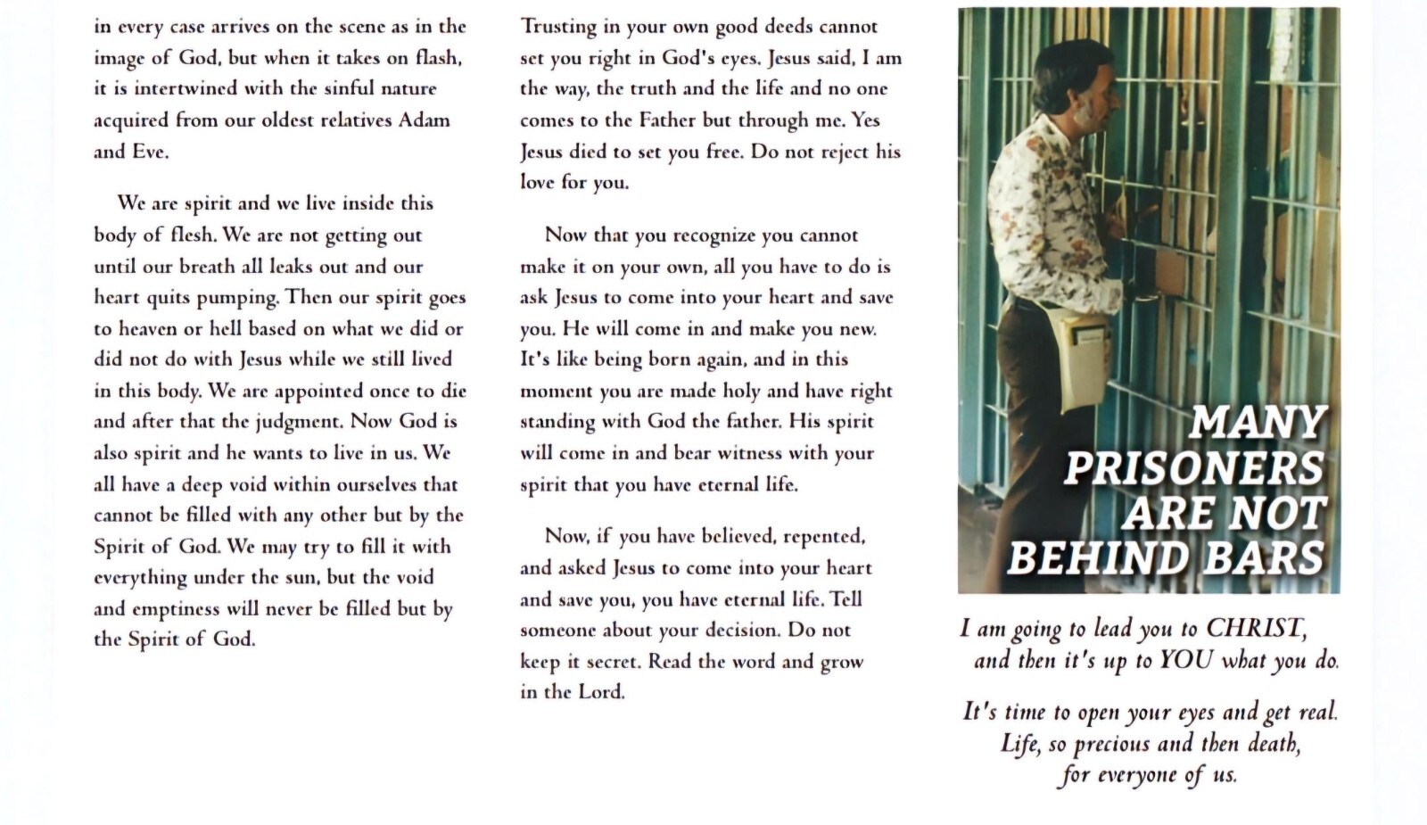 “Behind Bars” Gospel Tract- Evangelism – Biblical teaching $11.99 -3 x 4.5 in