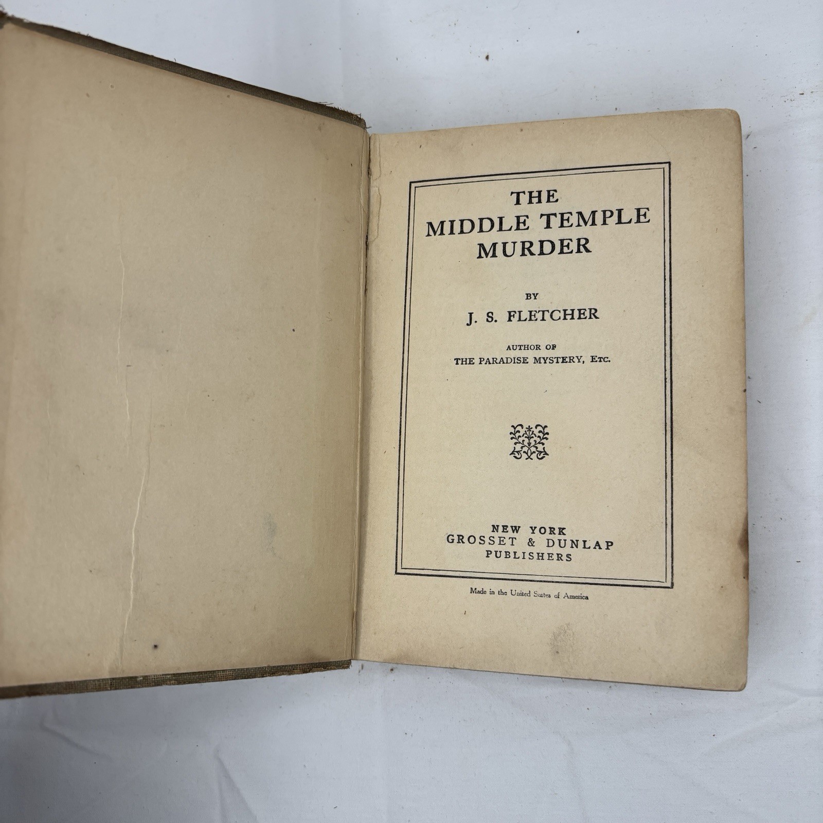 The Middle Temple Murder by J.S. Fletcher 1922 Vintage Book