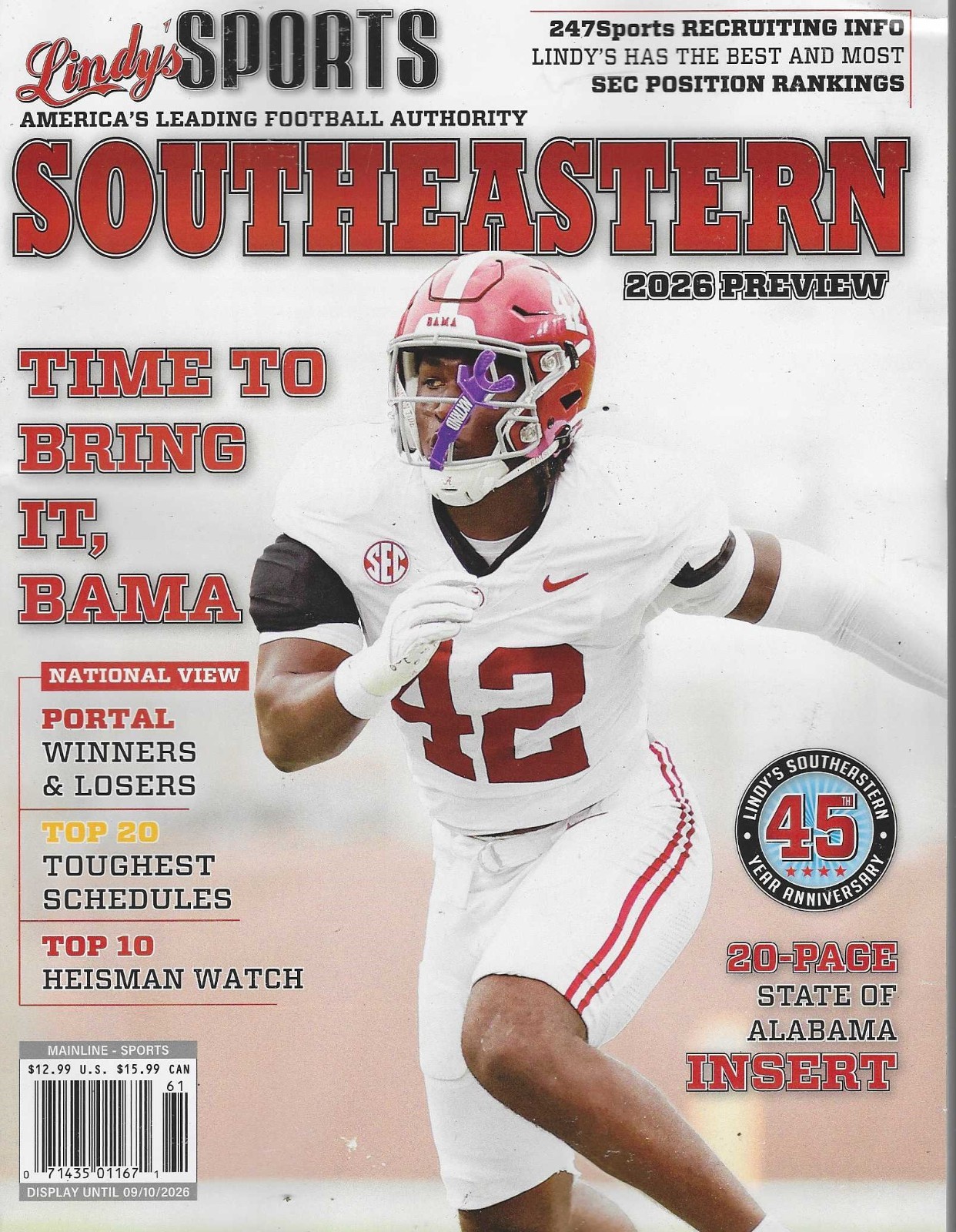 Lindy’s Sport’s Southeastern College Football 2026 Preview, Alabama Cover